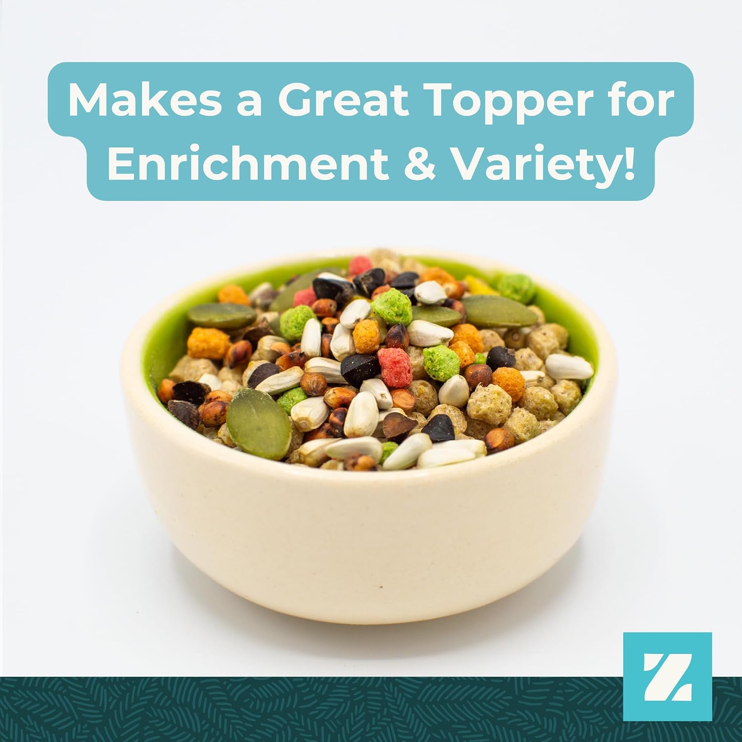 ZuPreem Sensible Seed Parakeet & Budgie Food, Variety Mixer, Small, 2 lb | Bird Food Mixer, Parrot & Parakeet Food, Budgie, Treats, Pellet Mix, Pumpkin Seeds, Safflower, Variety, Made in USA