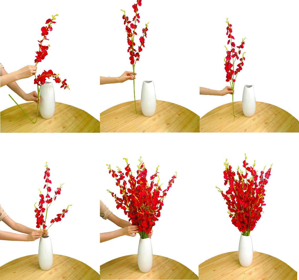 Yellow Artificial Flowers Orchids Silk Fake Flowers in Bulk, 12 Pcs (Each 38.5”), for Wedding Festive Party Home Office Decoration, No Include Vase