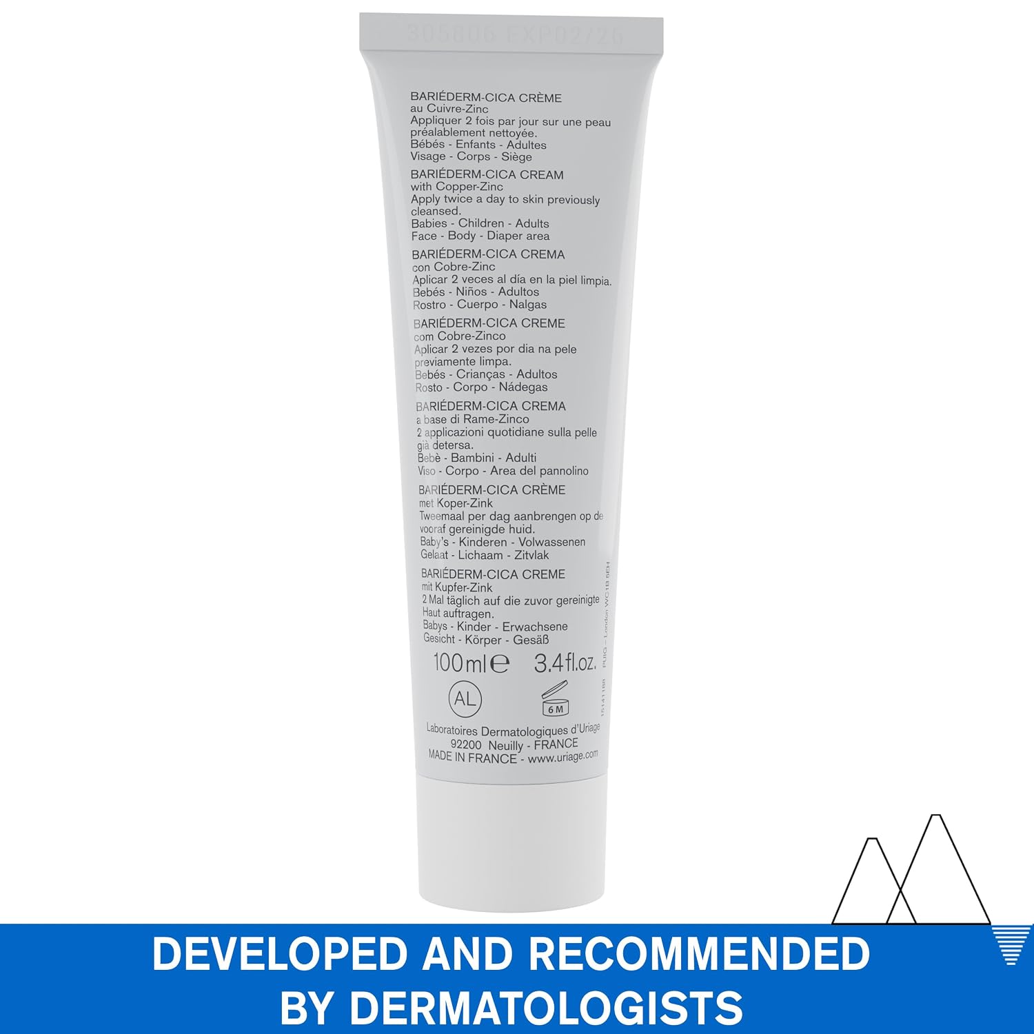 URIAGE Bariéderm-CICA Multi-Purpose Restoring Cream with Copper-Zinc & D-Panthenol | Enhances Skin Repair, For All Ages & Skin Types, Fragrance-Free