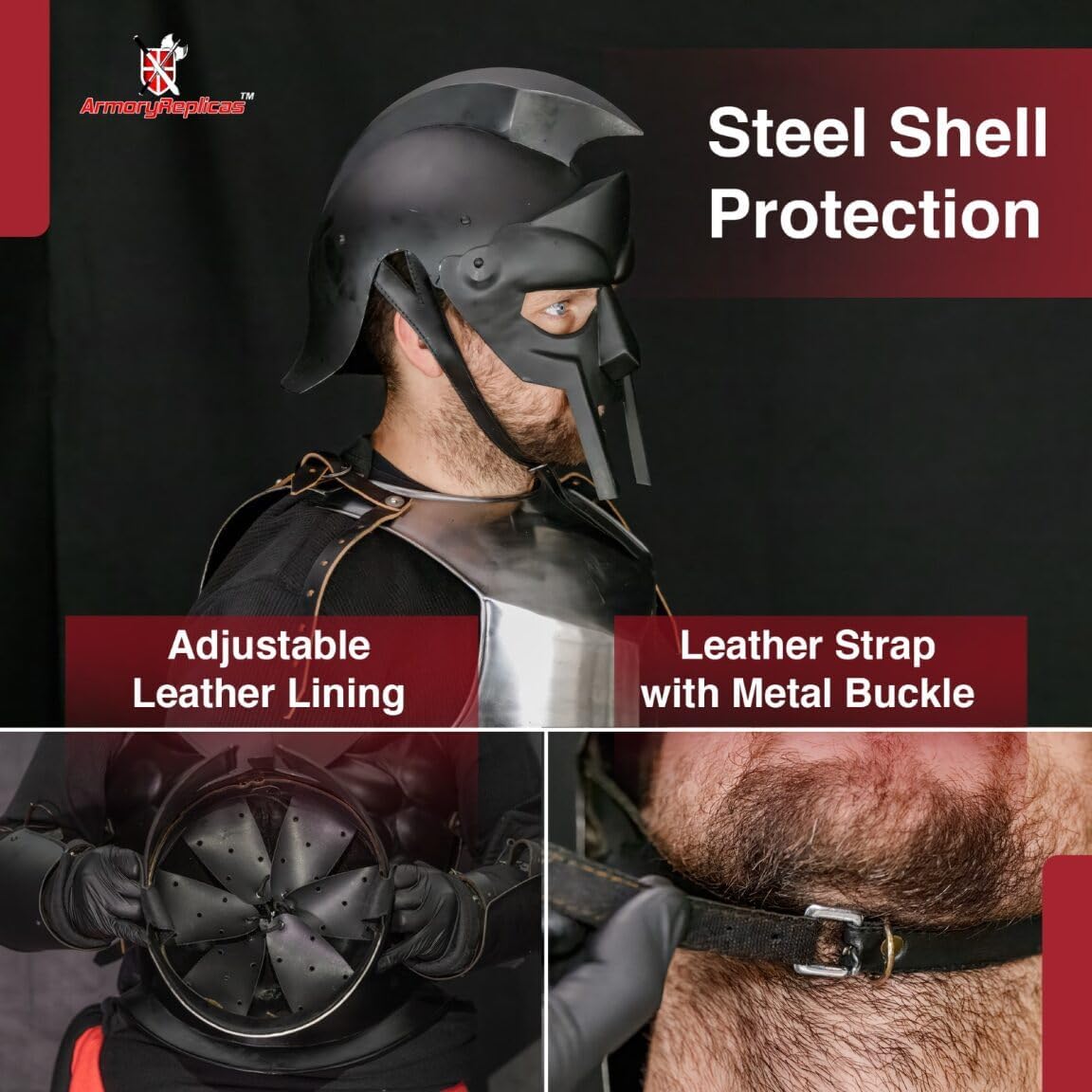 Armory Replicas Maximus Roman Gladiator Blackened 18g Helmet