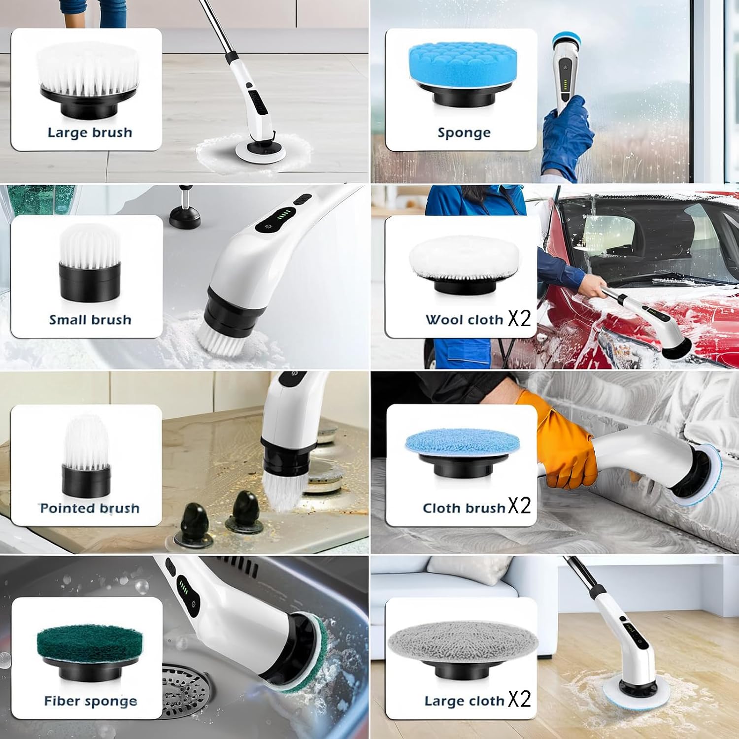 Electric Spin Scrubber, Cordless Cleaning Brush Scrubber with 12 Replaceable Brush Heads