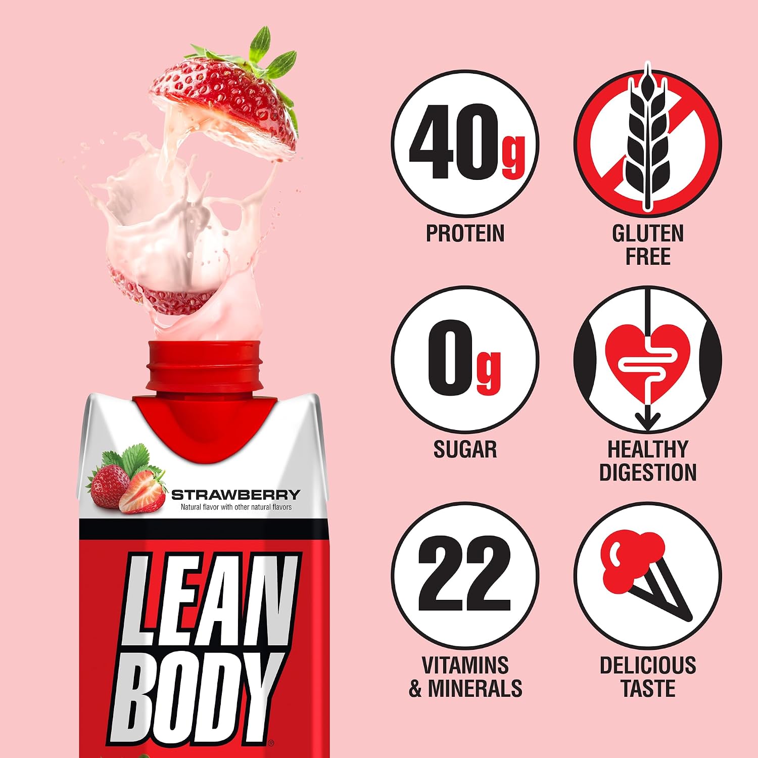 Labrada Lean Body Ready-to-Drink Chocolate Protein Shake, 40g Protein, Whey Blend, 0 Sugar, Gluten Free, 22 Vitamins & Minerals, LABRADA, 17 Fl Oz (Pack of 12)