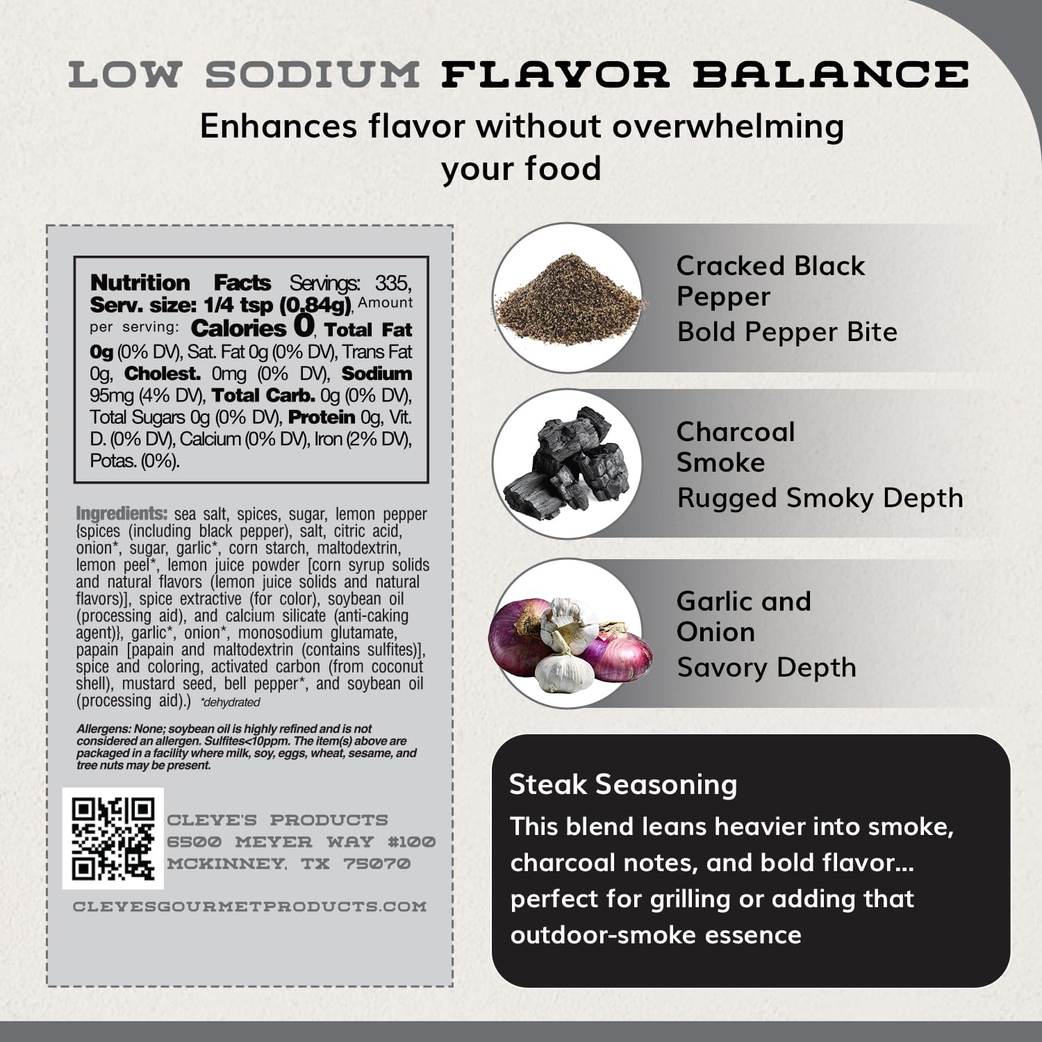 Cleve's Gourmet, Steak Seasoning for Grilling & Cooking, Steak Rub with Smoky Charred Flavor, Prime Rib Seasoning & Beef Seasoning, (Small, Cowboy Charcoal Steak Seasoning)