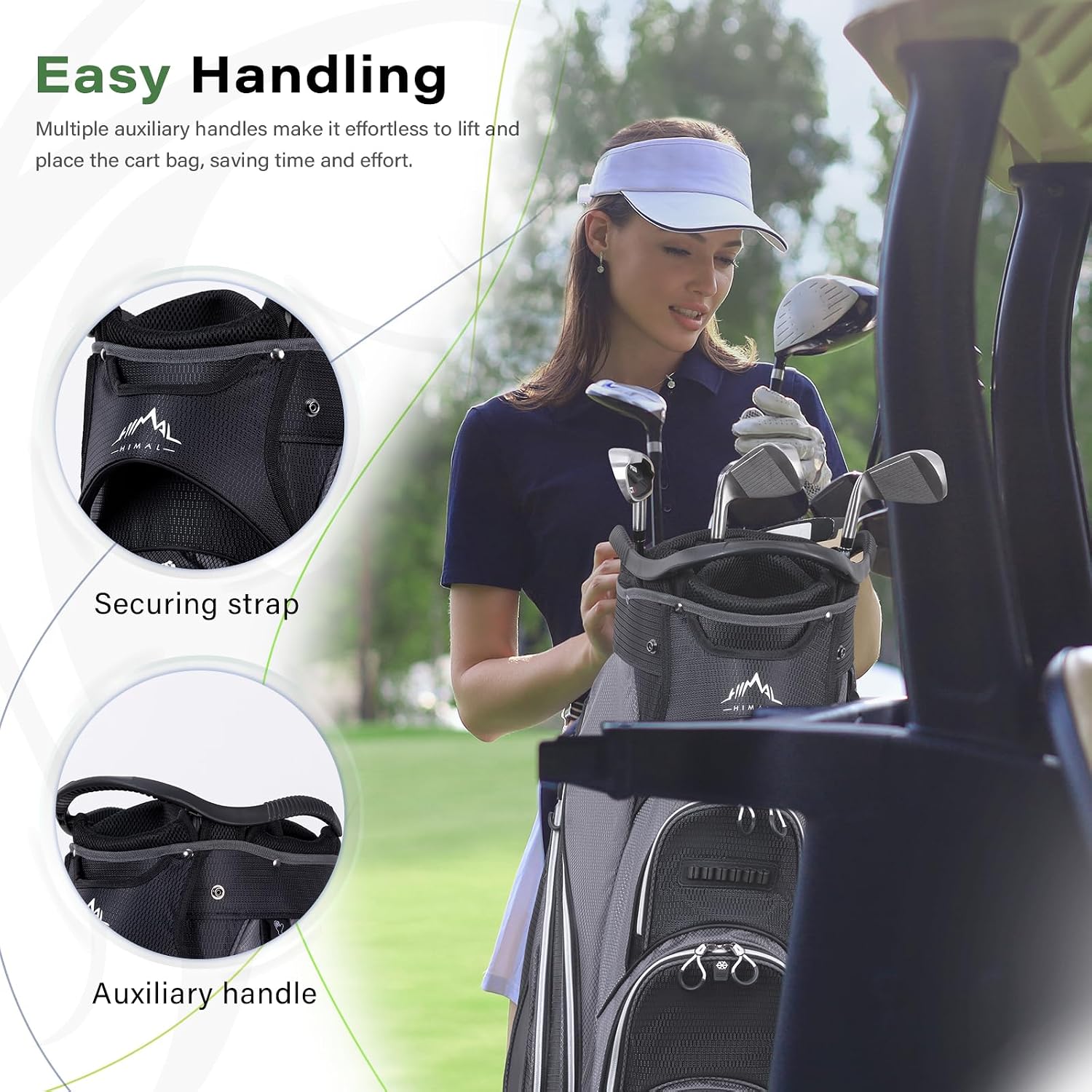 Golf Cart Bag, 14-Way Divider Top, Large Storage | Umbrella Holder,Handles