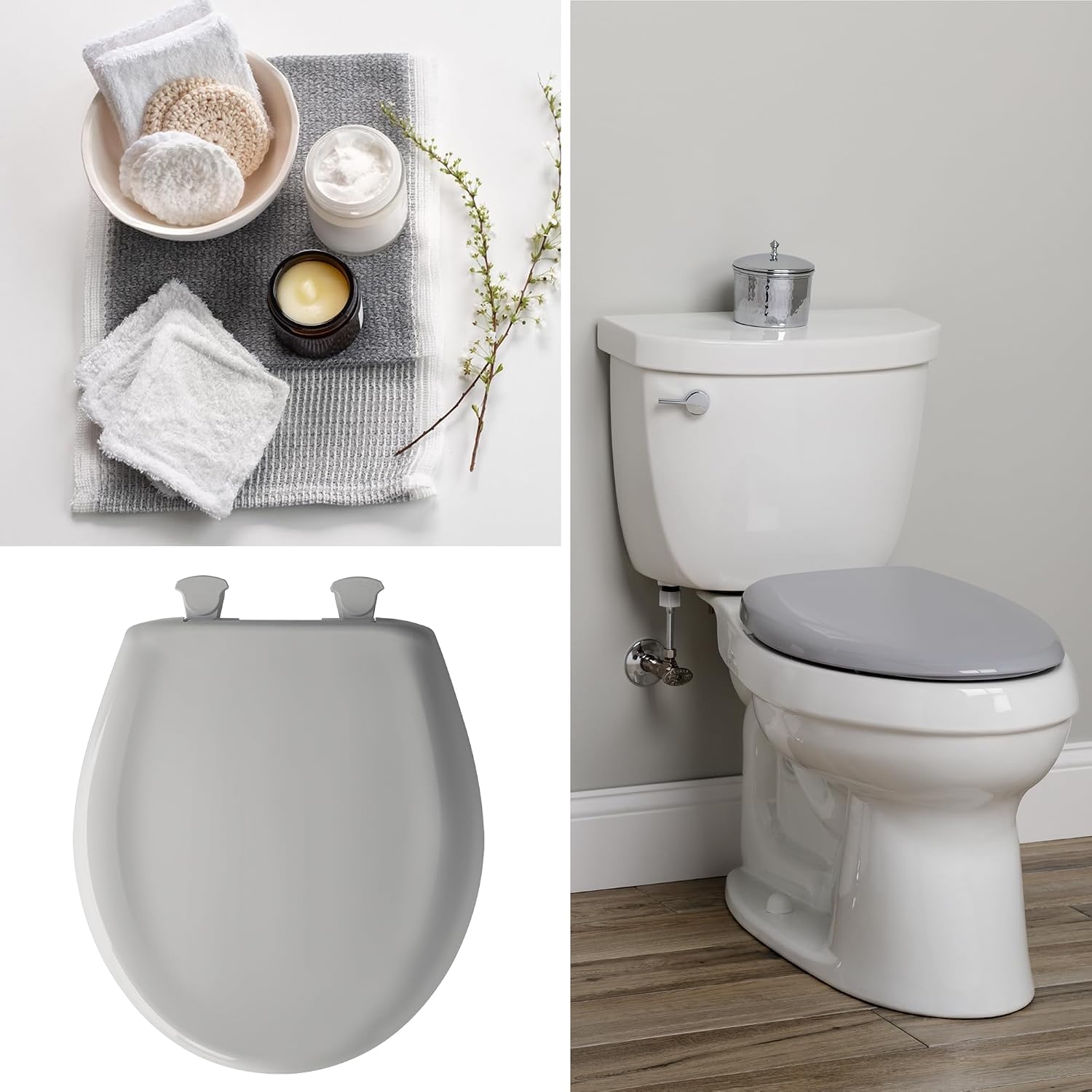 Bemis Classic Colors Slow Close Toilet Seat, Easy Clean Hinges and Durable Plastic Seat, Made in USA, Elongated, Black