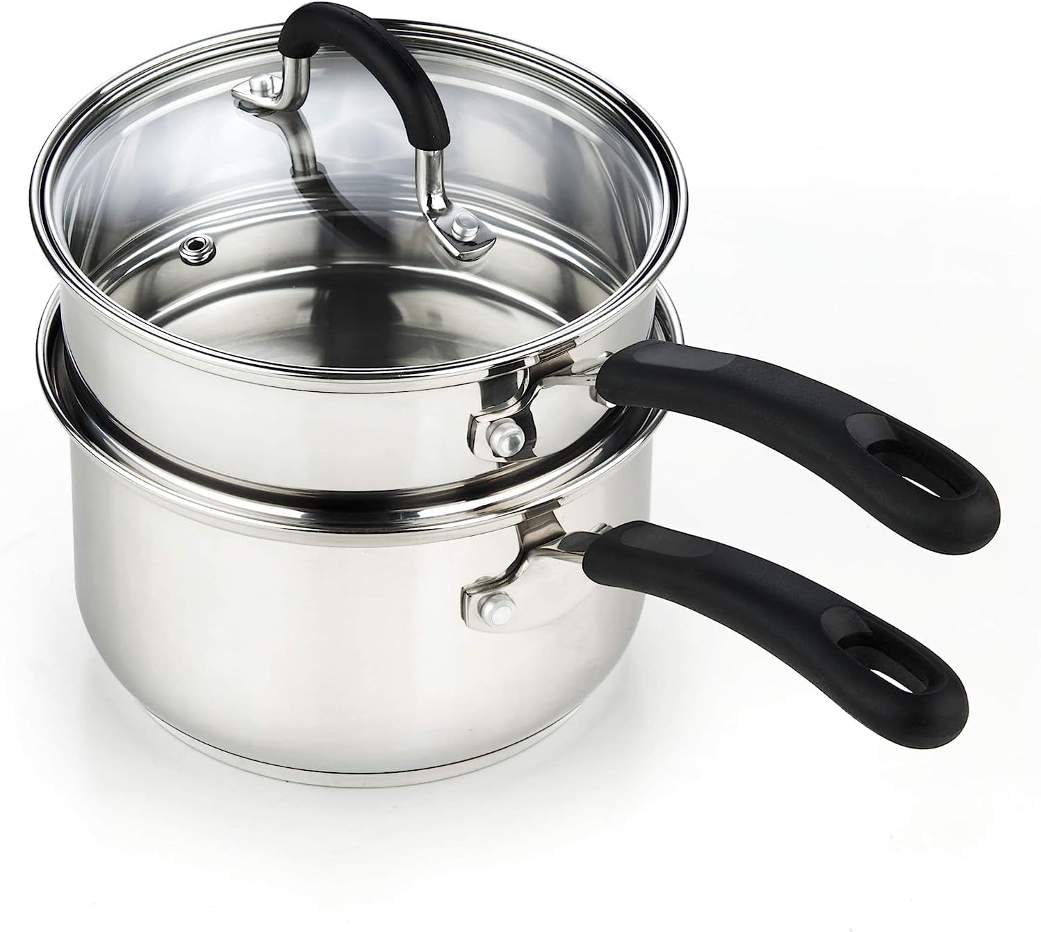 Cook N Home Double Boiler Set 1.5 Qt Insert & 2 Qt Stainless Steel Saucepan