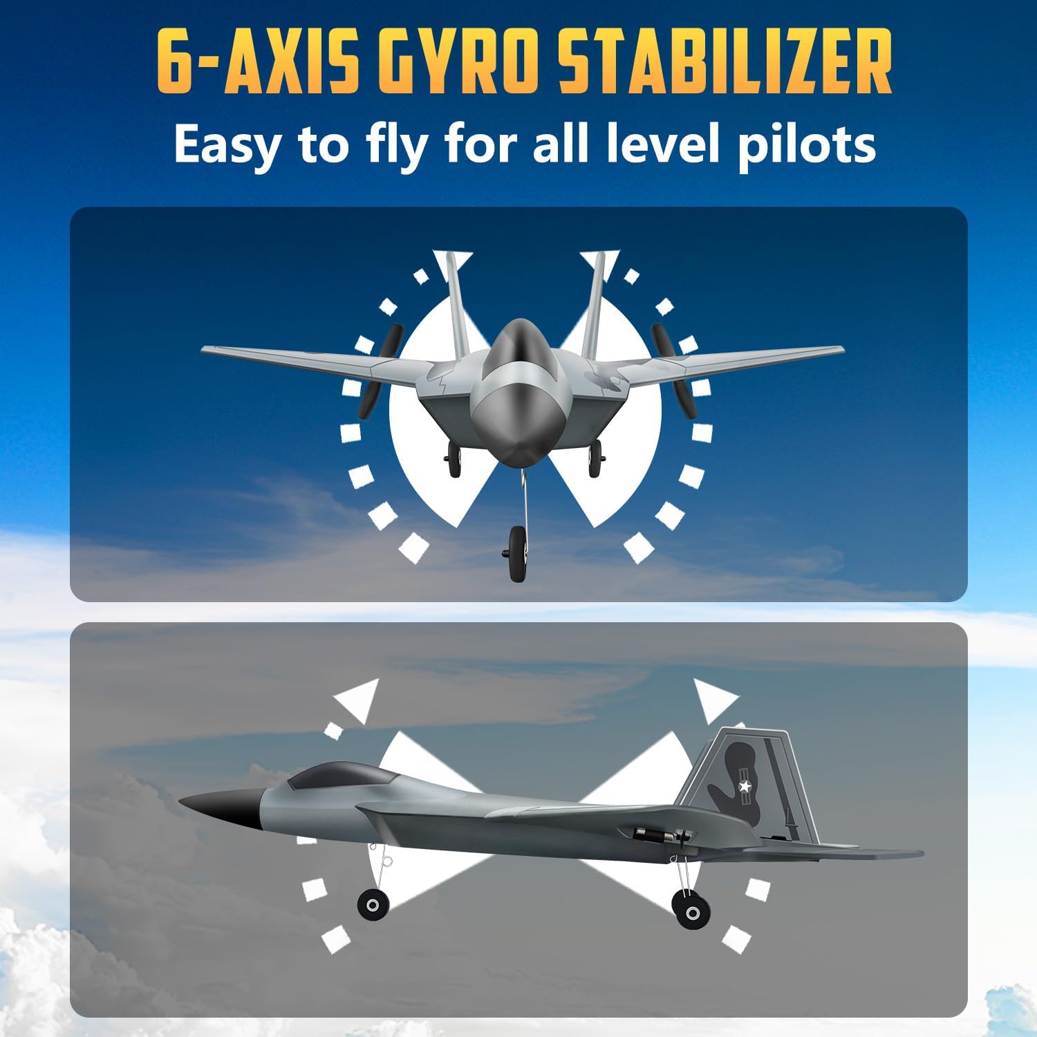 2CH F-22 RC Glider, Easy Fly RC Plane for Kids & Beginners