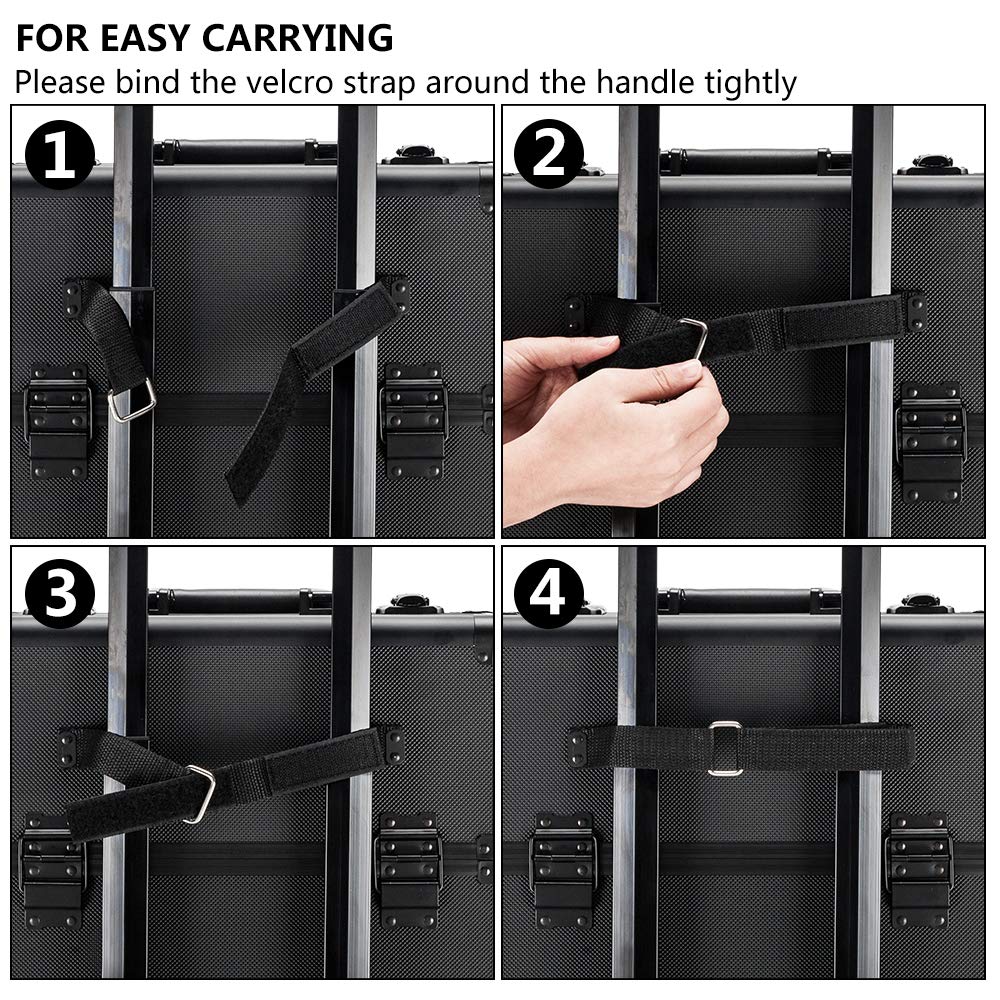 mefeir 2 in 1 Rolling Makeup Train Case Professional Cosmetic trolley on Wheels Aluminum Nail Cart Cosmetic Suitcase for professional makeup artist, Luggage Lockable w/4 Removable Wheels (Black)