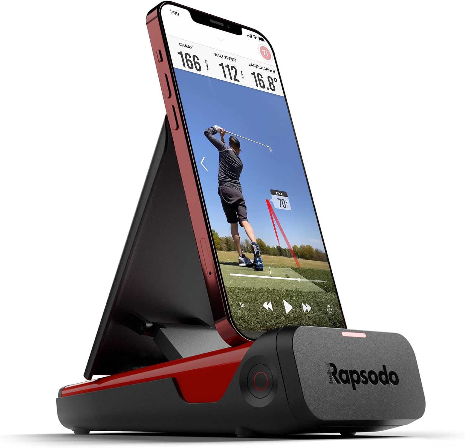 Rapsodo Mobile Launch Monitor Golf Simulator | MLM iPhone & iPad Only | Indoor & Outdoor Swing Analyzer & Tracker | GPS Satellite View | Ball Speed