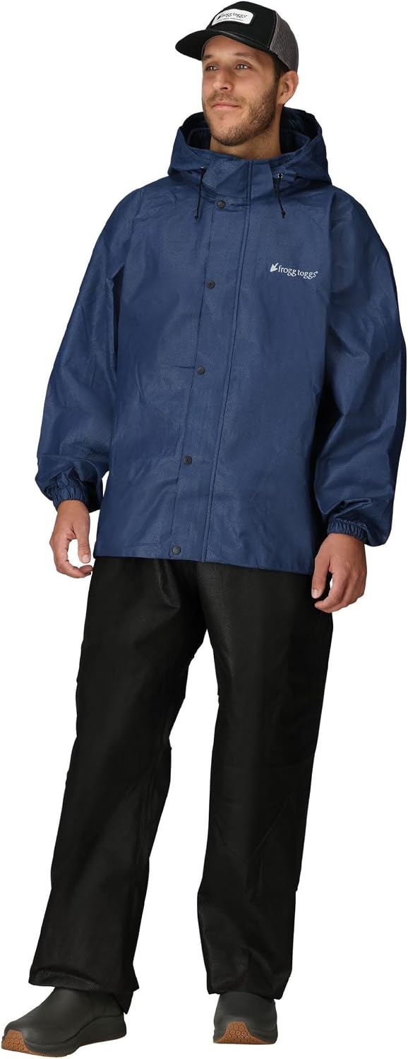 FROGG TOGGS Men's Classic All-Sport 3-Layer Waterproof Breathable Rain Suit | 2-Piece Rainwear, Adjustable Hood Raincoat, Rain Pants Ideal for Fishing, Golf, Motorcycling, Hunting, Camping, Outdoors