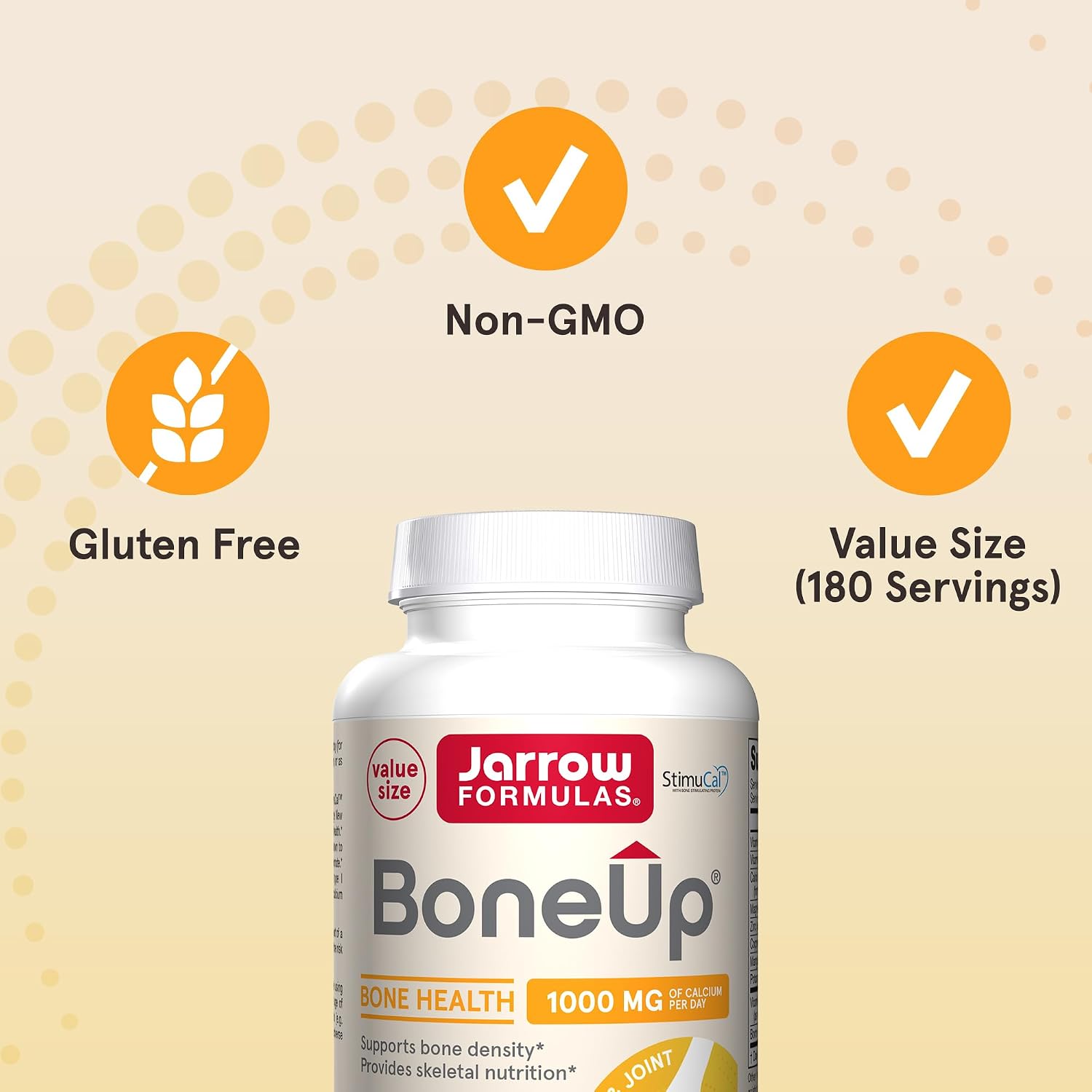 Jarrow Formulas BoneUp, 1,000mg Calcium Per Day, 240 Capsules | Bone Density Support, MCHA Calcium, Vitamins D3 & K2, Provides Skeletal Nutrition, Strong Bone Support, 40 Day Supply