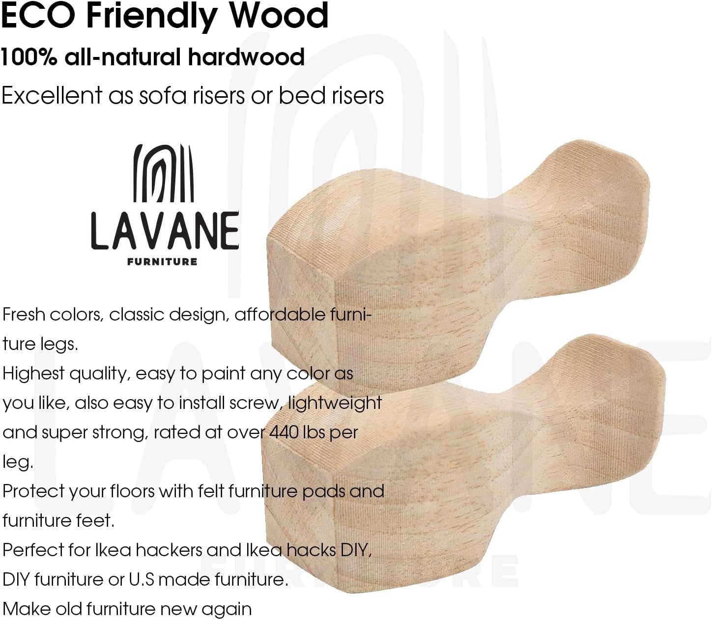 La Vane 6 inch / 15cm Wooden Furniture Legs, Set of 4 European Style Solid Wood Carving Furniture Replacement Feet Decoration for Sofa Cabinet Wardrobe Table Loveseat
