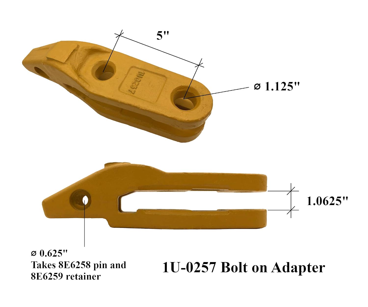 CAT Style J250 Bolt-On Wheel Loader Center Adapter/Shank, HD Abrasion Bucket Tooth & Pin- 1U-0257, 9N-4253 (3)