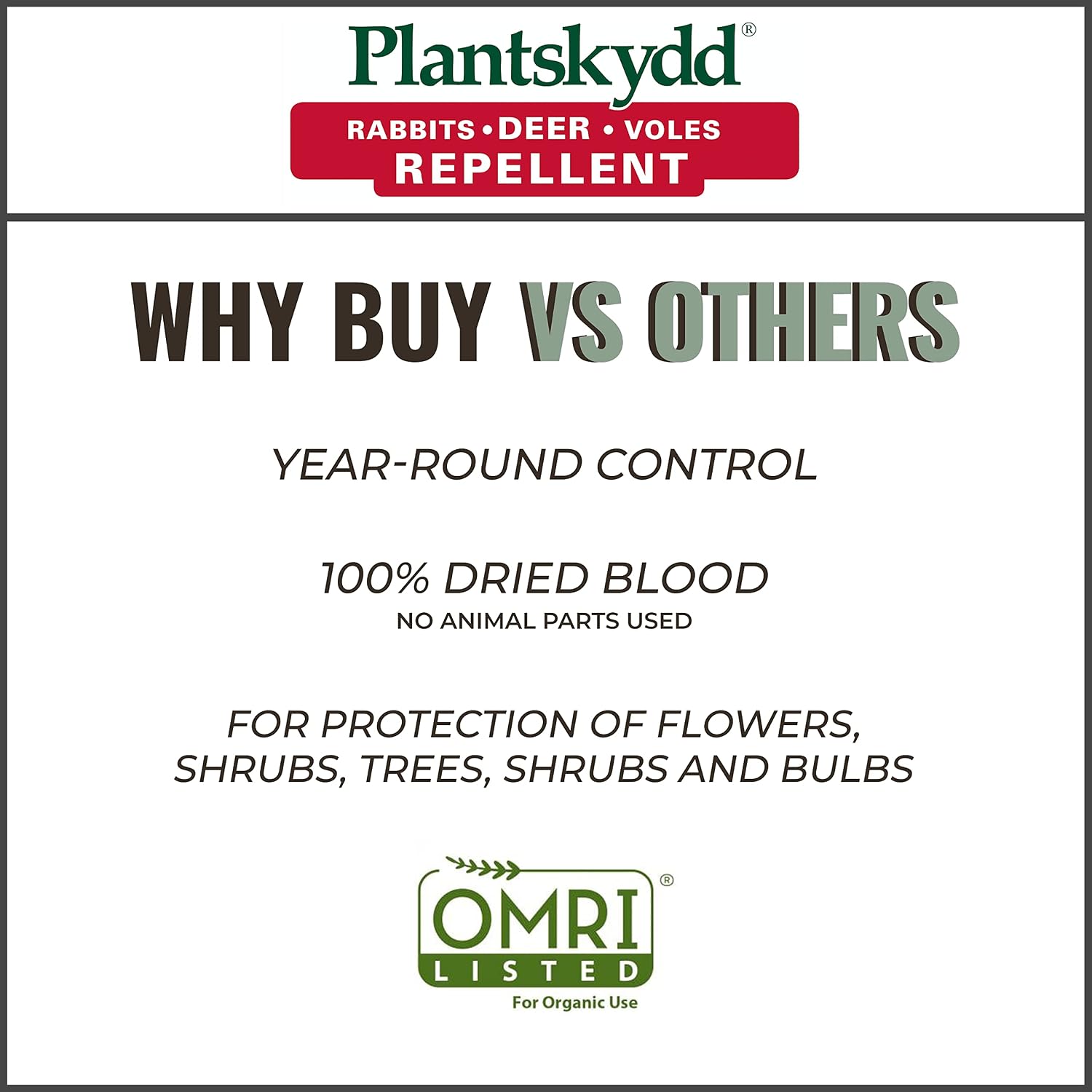 Plantskydd Animal Repellent for Deer, Rabbit, Voles, Powder Concentrate 1lb | Makes 1 Gallon of Liquid Repellent