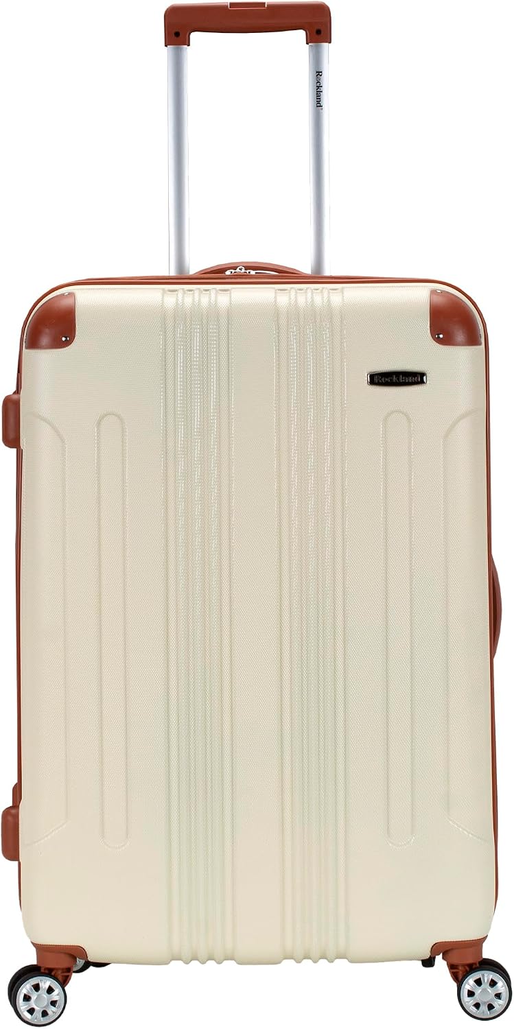 Rockland London Hardside Spinner Wheel Luggage, White, 3-Piece Set (20/24/28)