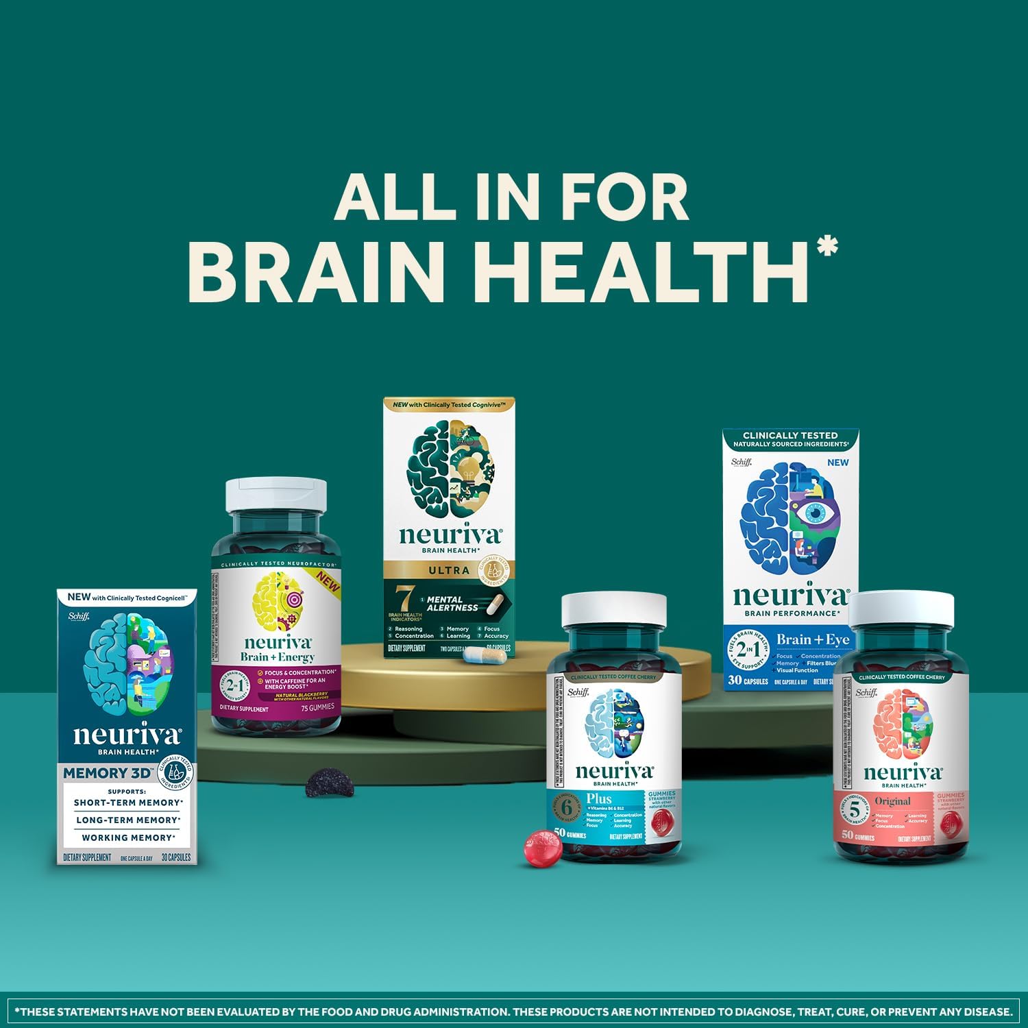 NEURIVA Plus Brain Supplements for Memory and Focus, Clinically Tested Nootropics Neurofactor and Phosphatidylserine with Vitamin B12, Vitamin B6