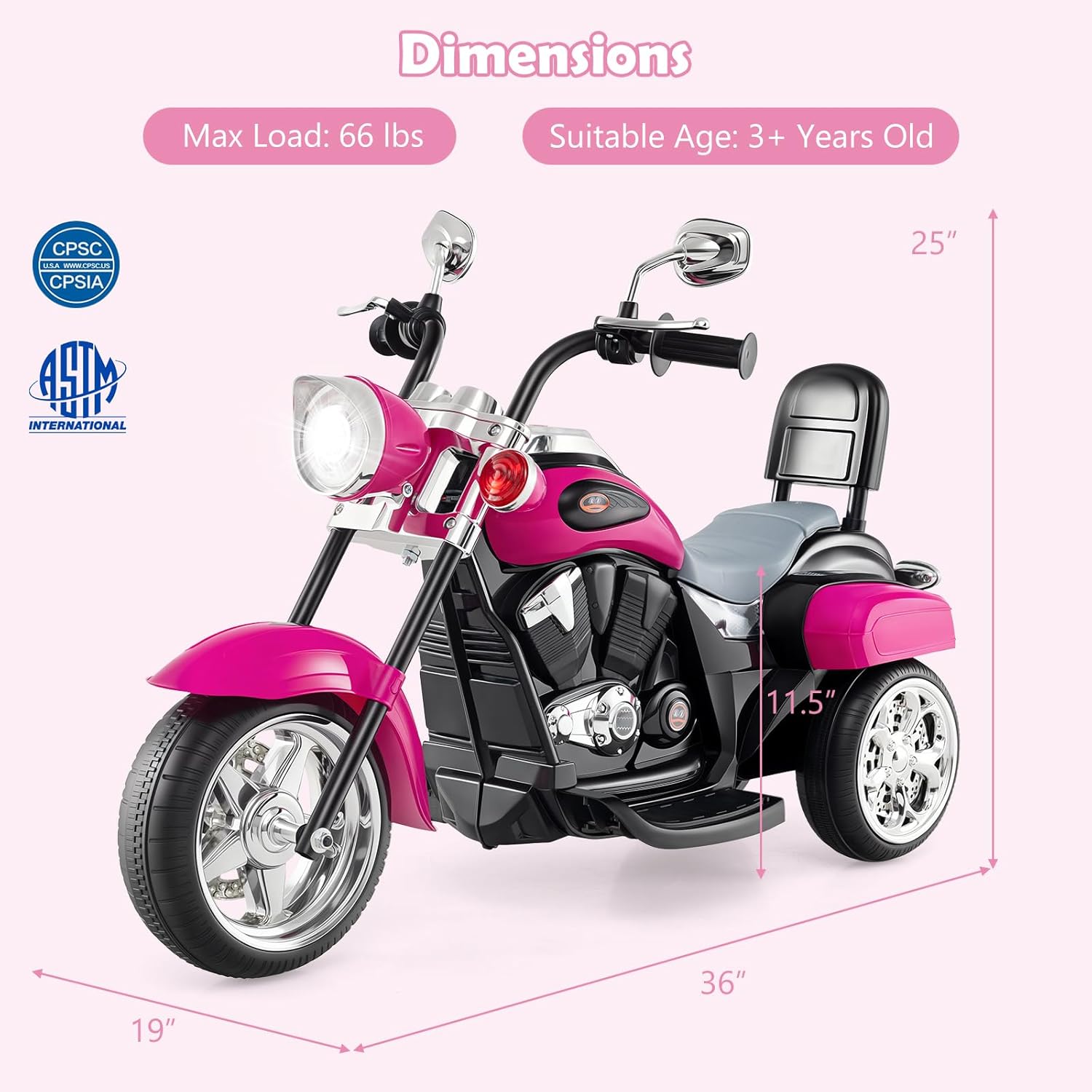 Costzon 6V Ride on Chopper Kids Motorcycle with Horn, Headlight (Red)