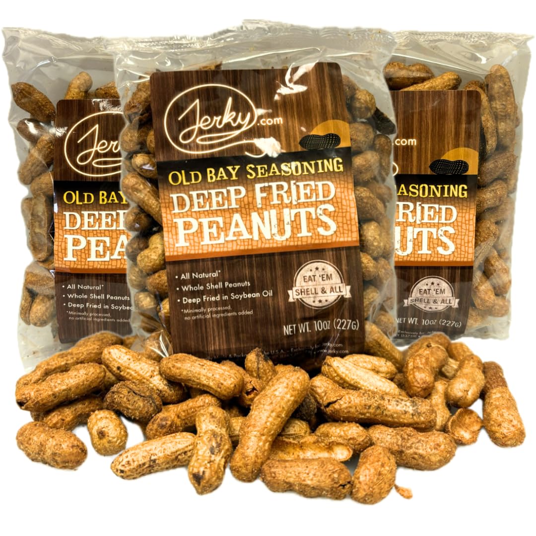 Jerky.com Deep Fried Spicy Hot Peanuts in Shell 3 Pack - Bold & Savory Peanuts - Roasted Spicy Peanuts in Shell for Human - USA Grown, Ultimate Spicy Gourmet Gift Peanuts (30oz Total)