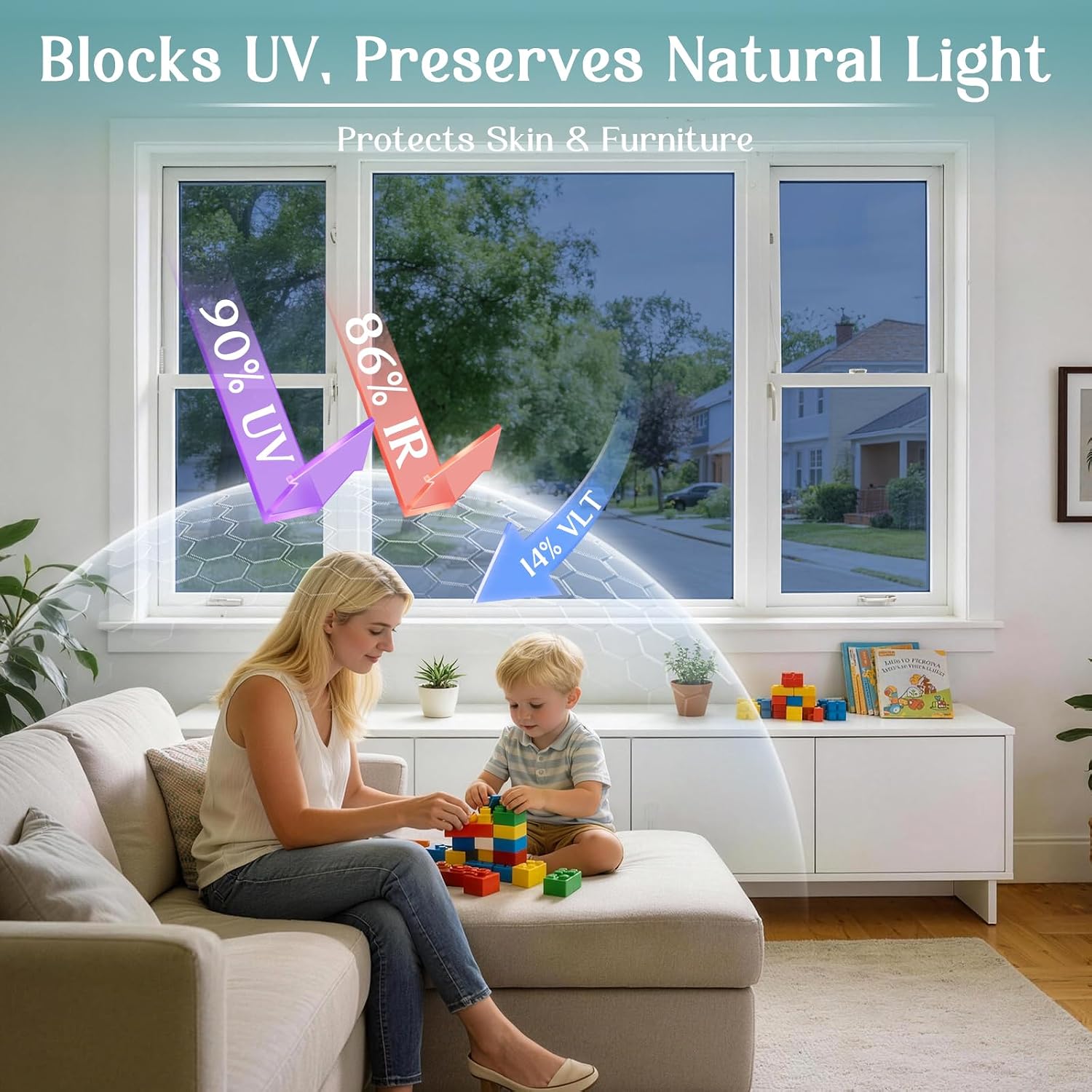Haton Window Privacy Film, Stained Glass Rainbow Film, 17.5" x 78.7"