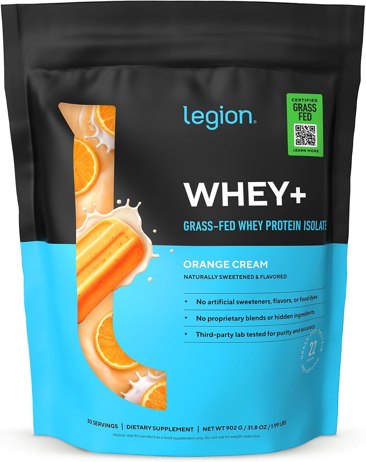 LEGION Whey+ Protein Whey Isolate from Grass Fed Cows (French Vanilla, 30 Servings) - Whey Protein Isolate Powder, Low Calorie, Non-GMO, Sugar Free, Lactose and Gluten Free, All Natural Protein Powder