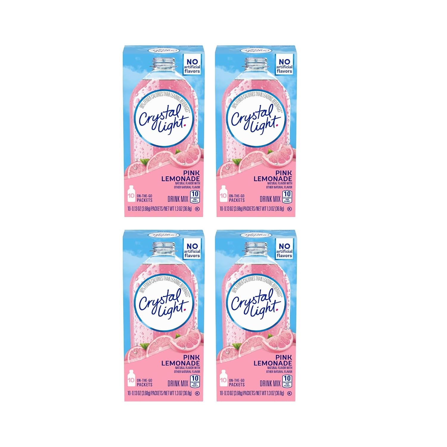 Crystal Light On-The-Go Drink Mix Packets, Sugar Free Powdered Water Enhancer, Naturally Flavored Low Calorie Beverage Mix, Cherry Pomegranate, 0.11 Ounce Packets, 10 Count (Pack of 4)