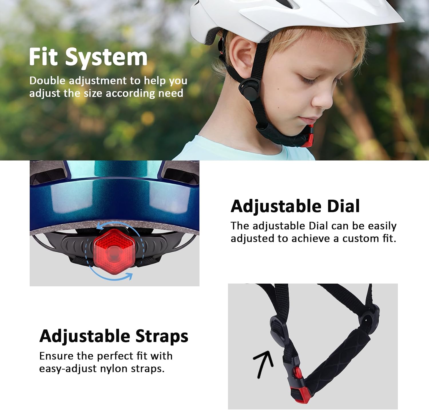 Kids Bike Helmet, Toddler Youth Helmet for Boys Girls, Ages 3-5, 5-8, 8-14