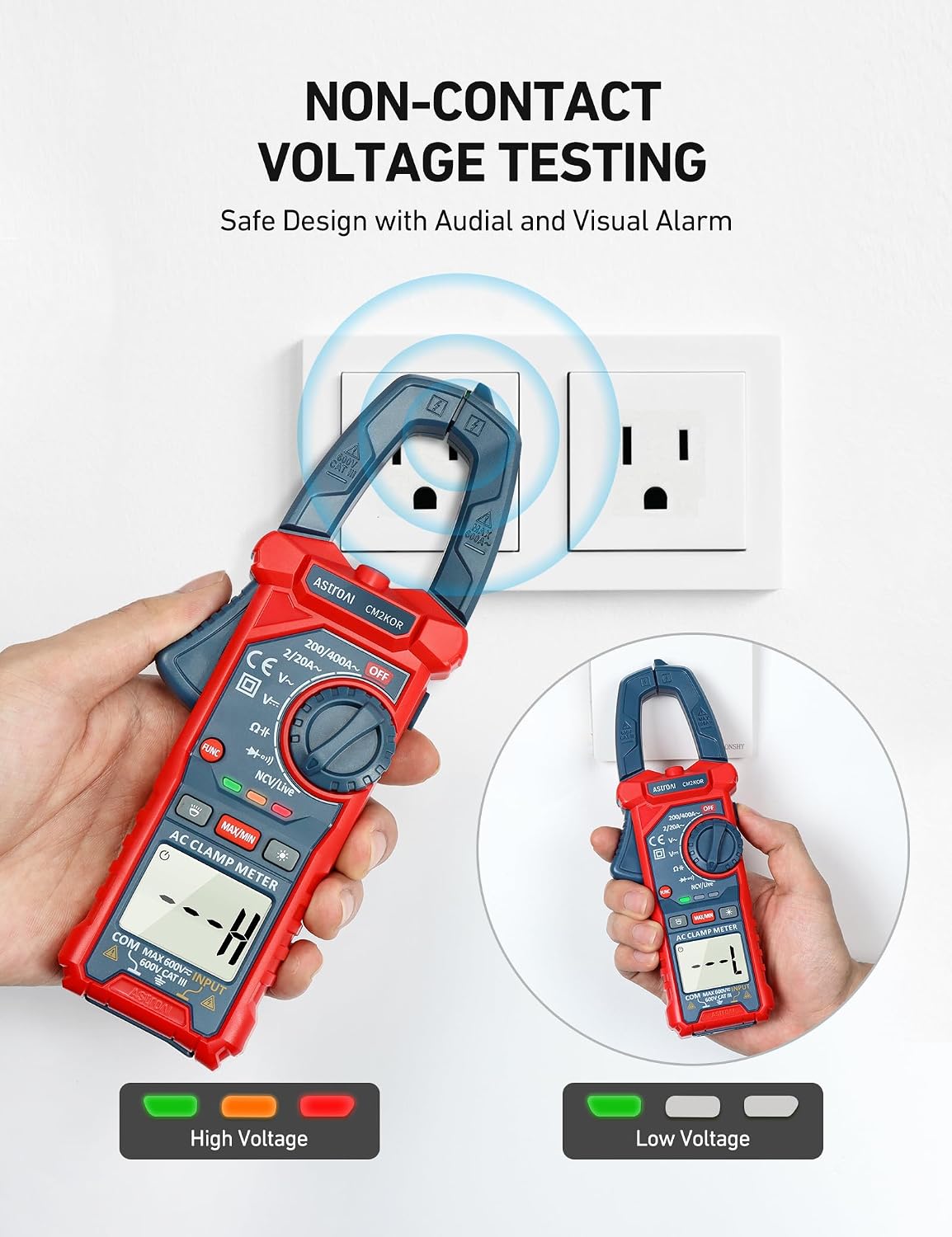 AstroAI Digital Clamp Meter Multimeter 2000 Counts Amp Voltage Tester Auto-ranging with AC/DC Voltage, AC Current, Resistance, Capacitance, Continuity