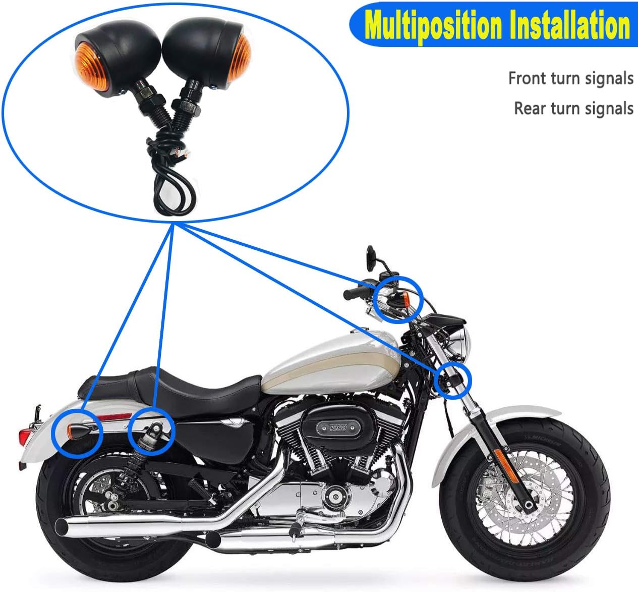Universal Motorcycle Turn Signals Bullet Blinker Indicator Lights Amber Lamp Light for Sportster Cruiser Bobber Chopper Harley Honda Yamaha Kawasaki