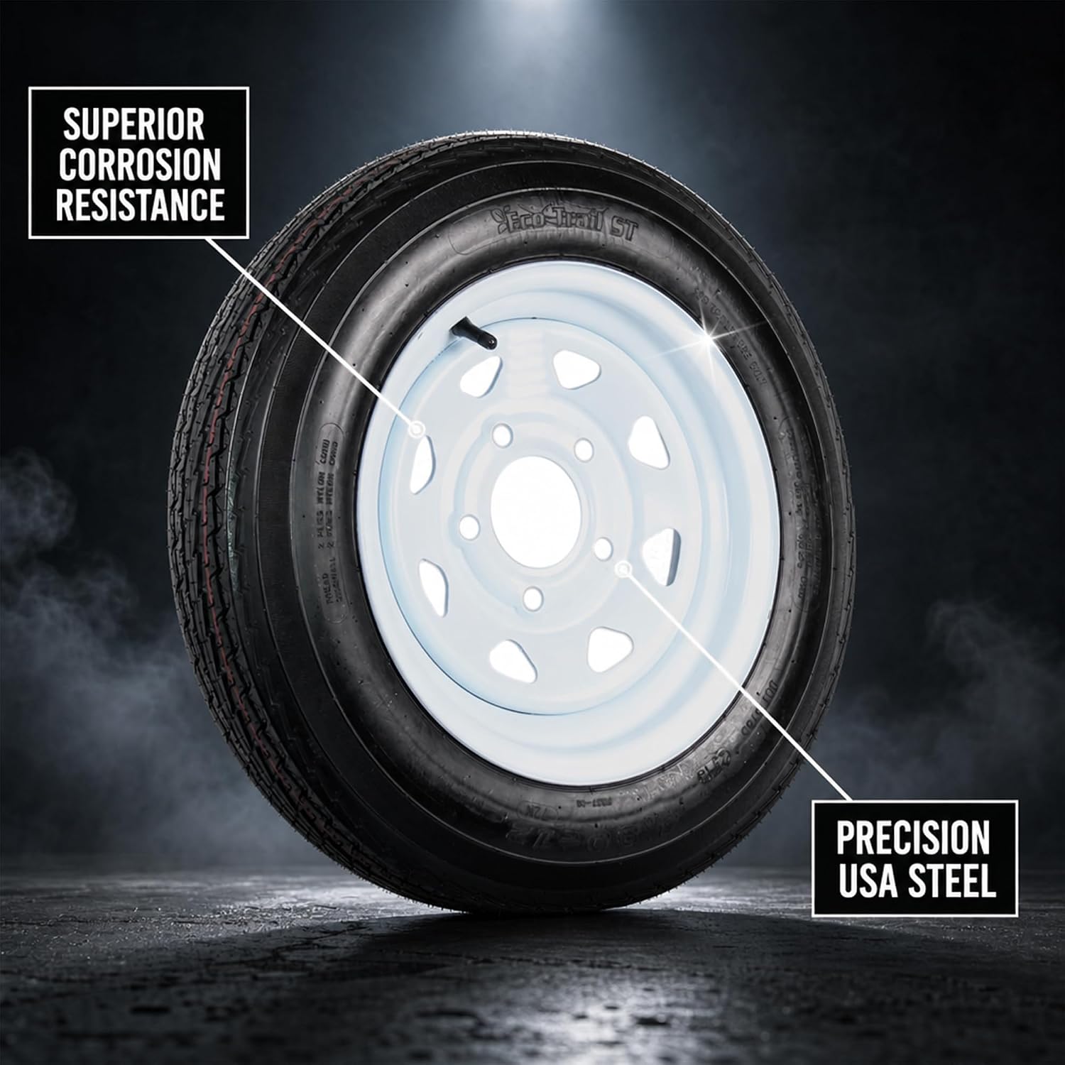 eCustomrim 2-Pack Trailer Tire Rim Assembly 4.80-12 480-12 4.80 5 Lug White | 12 Inch 5 Bolt on 4.5 Inch Center, Load Range B 4 Ply Tire