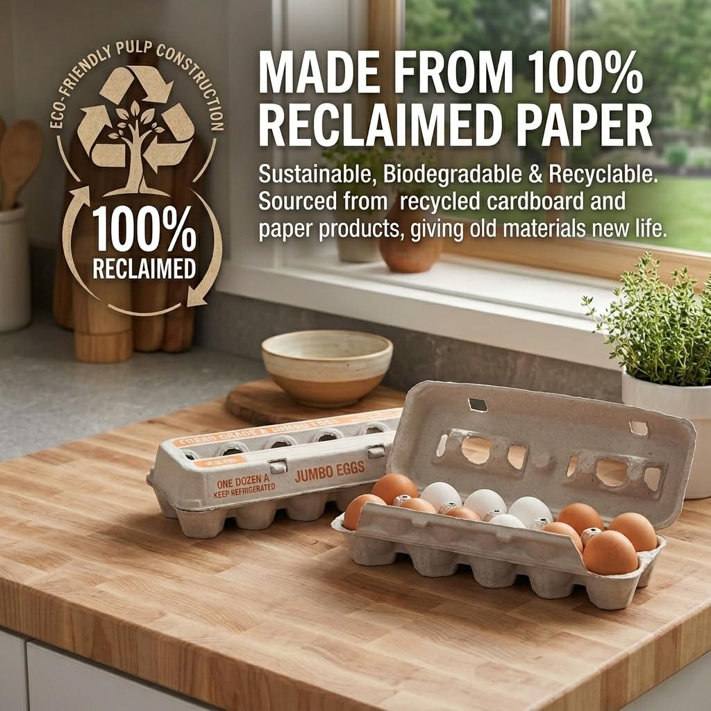 FarmTek Jumbo Egg Cartons – 200 Count, Molded Fiber Bulk Pack | Secure Jumbo Egg Storage, Durable Molded Fiber, Protective Natural Finish