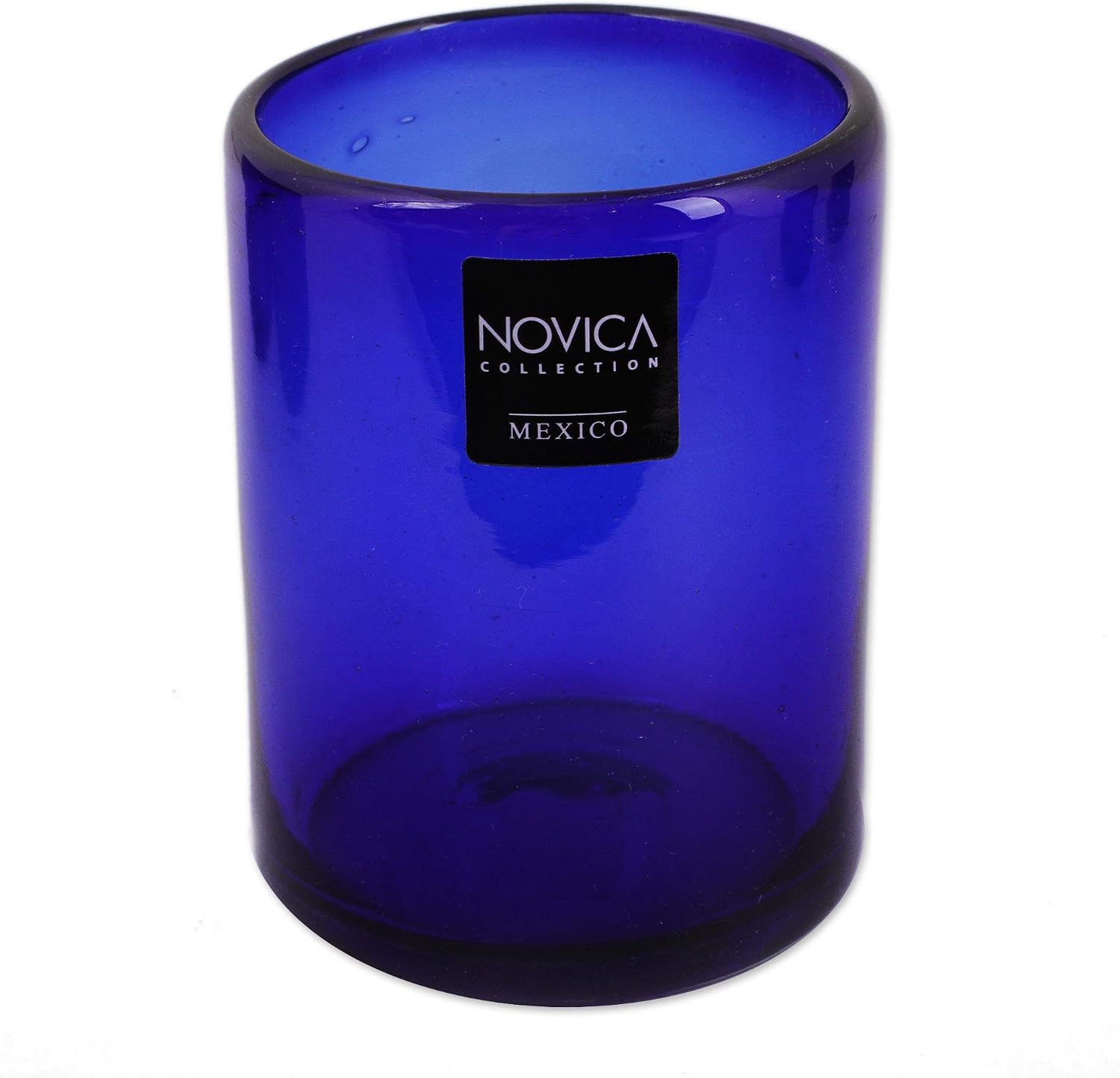 NOVICA Artisan Crafted Hand Blown Blue Recycled Glass Tumbler Glasses, 12 Oz 'Cobalt Dreams' (Set Of 6)