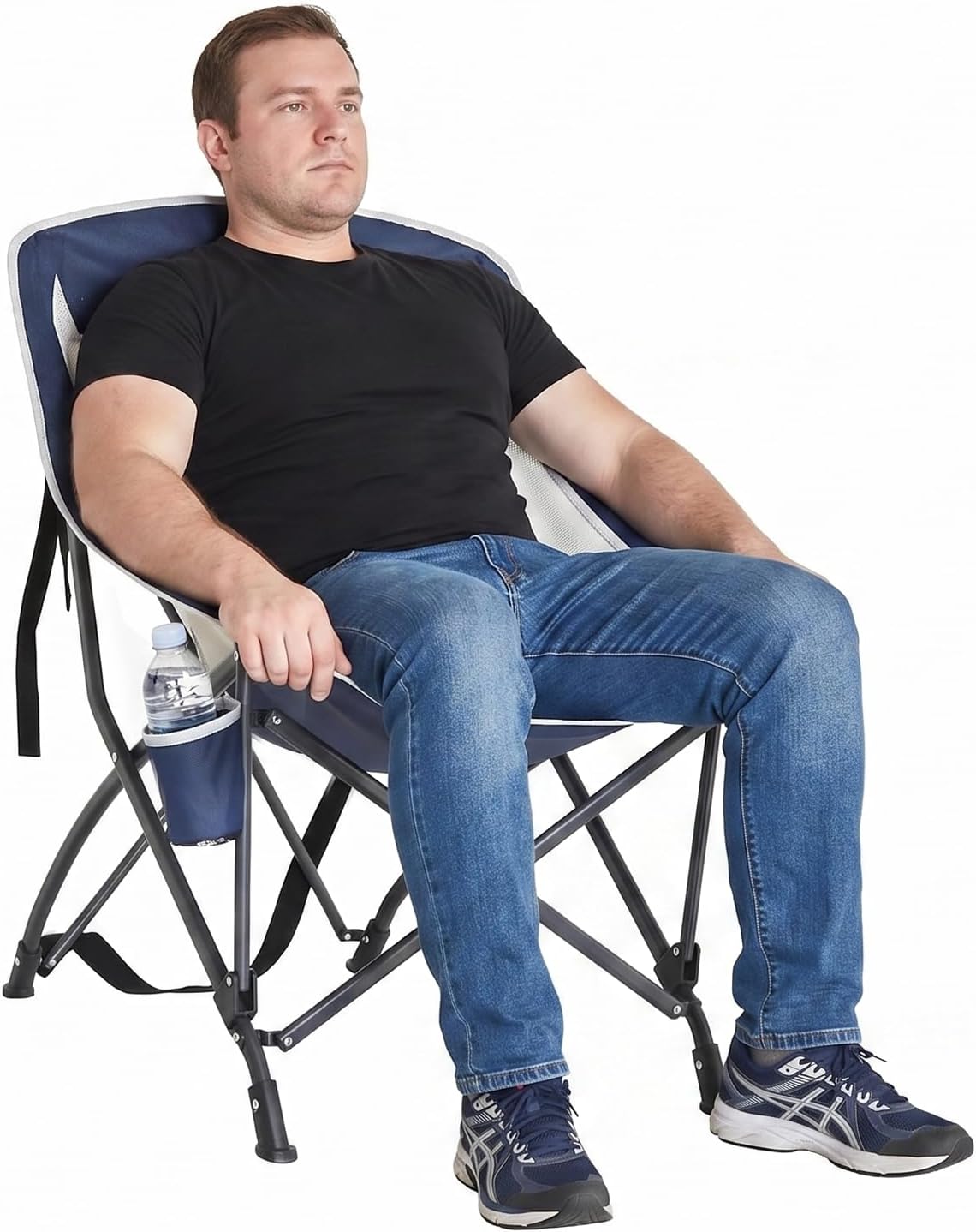 Alvantor® Camping Chair, Full Mesh Folding Beach Chair Breathable High Back Portable Lawn Chair for Outdoor, Armrest, Cup Holder, Easy Use Seat for Travel, Fishing, Pinic, Sports Event, 24"x31"x38"