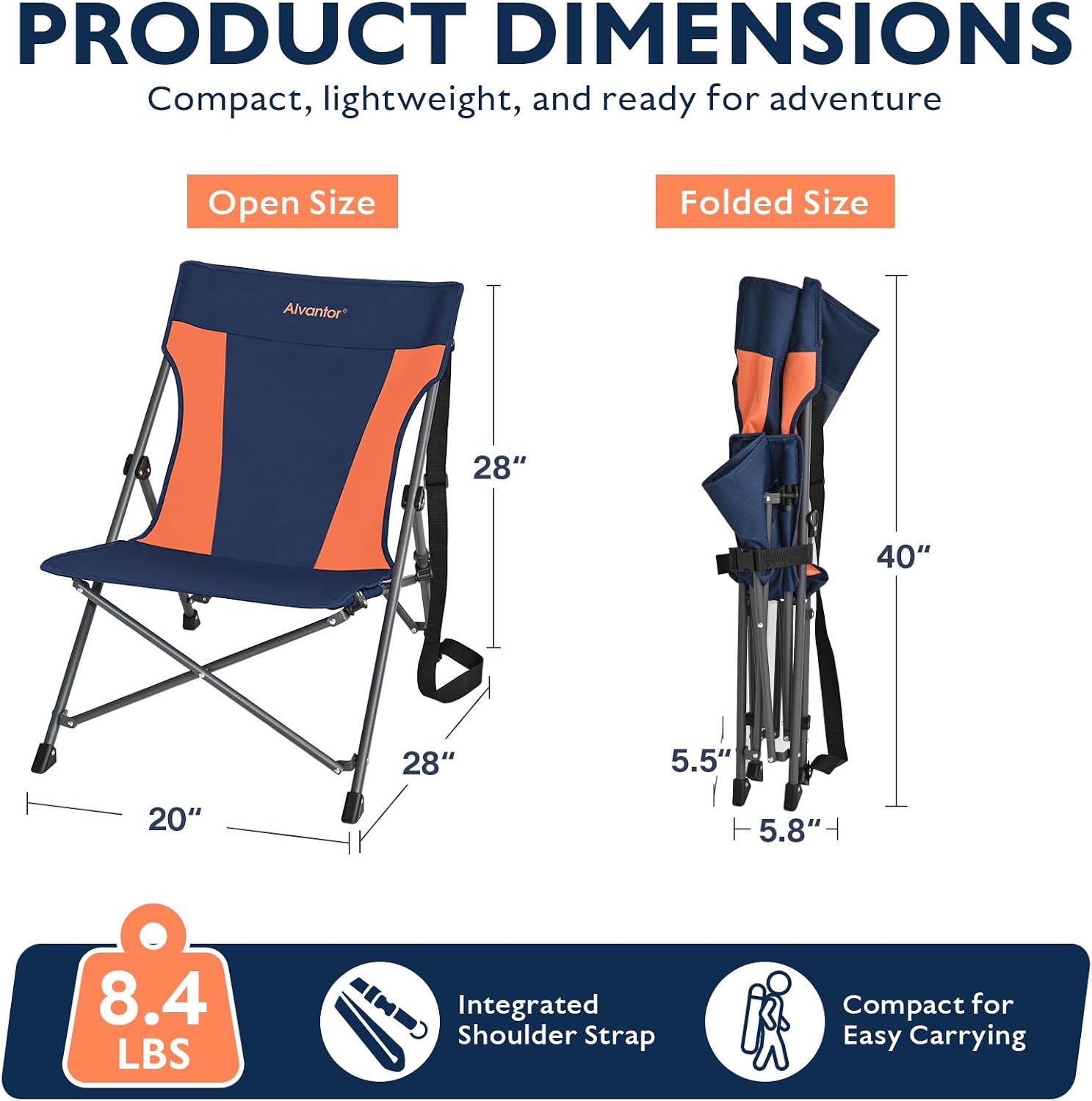 Alvantor® Camping Chair, Full Mesh Folding Beach Chair Breathable High Back Portable Lawn Chair for Outdoor, Armrest, Cup Holder, Easy Use Seat for Travel, Fishing, Pinic, Sports Event, 24"x31"x38"