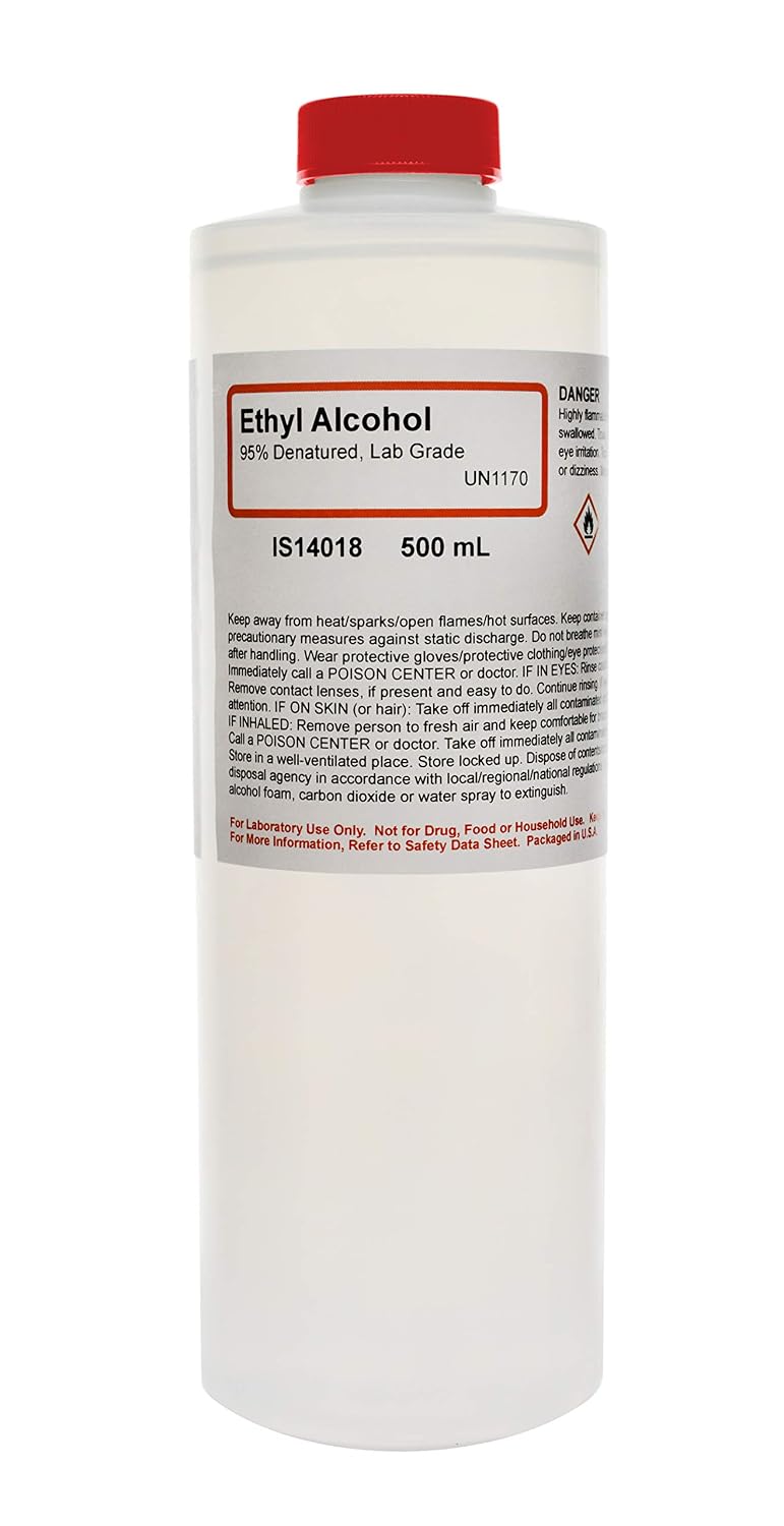 95% Ethyl Alcohol, 16oz - Denatured Ethanol Alcohol - Laboratory-Grade, Not for Topical Use - The Curated Chemical Collection