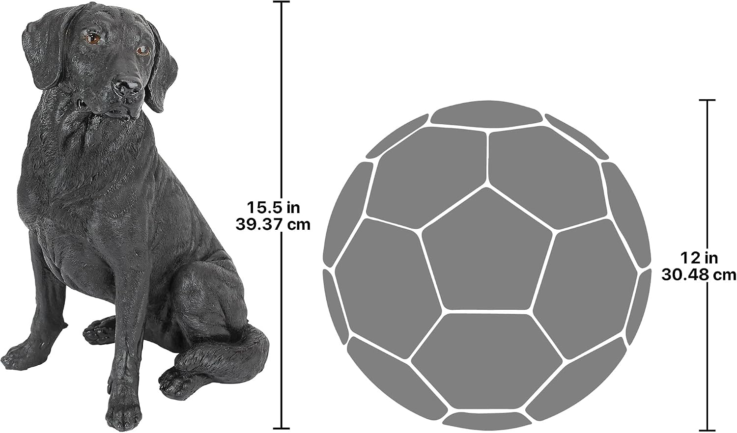 Design Toscano Labrador Retriever Dog Indoor/Outdoor Garden Statue, 9 Inch Wide, 15 Inch Tall, Cast Stone Resin, Black Painted Finish