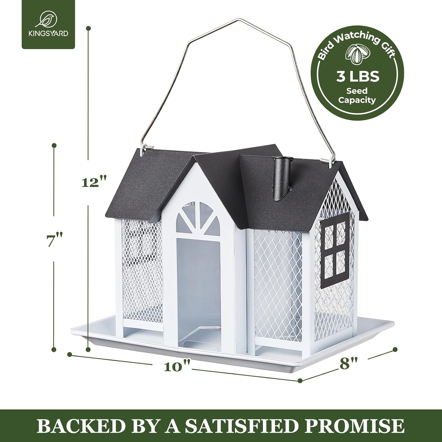 Kingsyard Bird Feeder House for Outside, Metal Mesh Wild Bird Feeder with Triple Feeders for Finch Cardinal Chickadee, Large Capacity