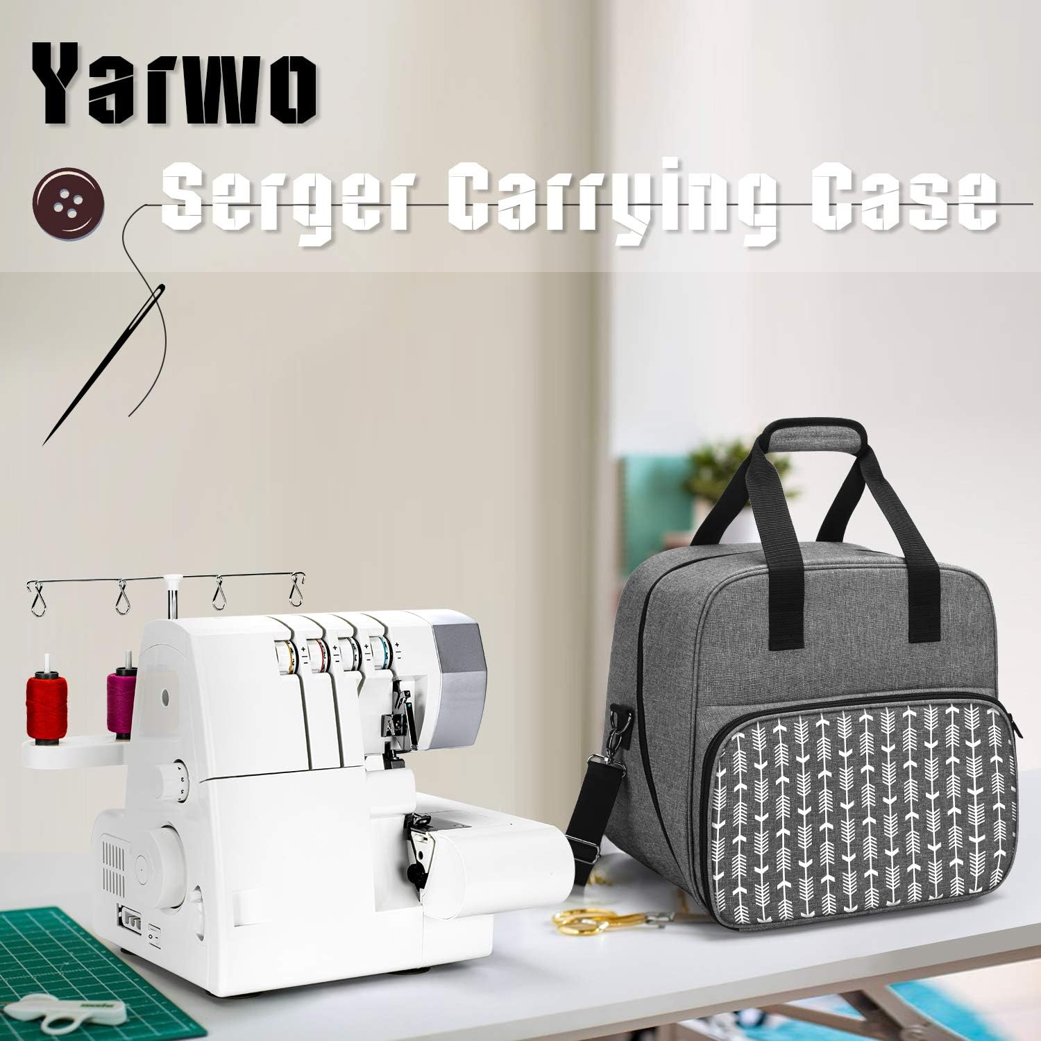 Yarwo Serger Machine Carrying Case for Universal Overlock Sewing Machine