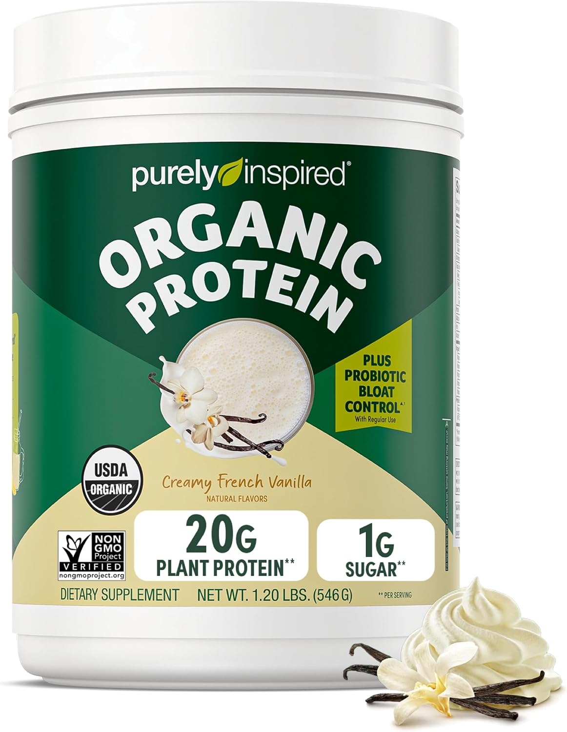 Purely Inspired Plant-Based Protein Powder for Men & Women, Rich Decadent Chocolate (16 Servings) - Vegan & Organic - 20g of Pea Protein Powder for Smoothies & Shakes - Dairy-Free, & Gluten-Free