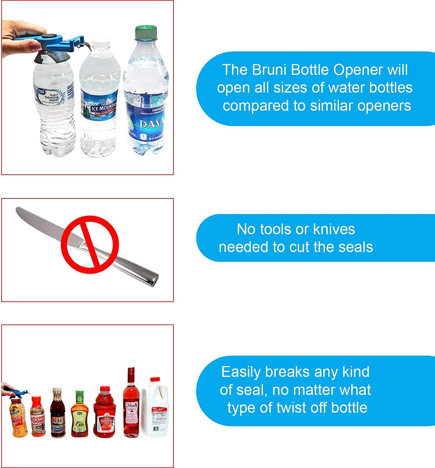 Bruni Multifunction Bottle Opener – Medicine Safety Cap Can Bottle Opener Easy to Use for Children, Weak Hands