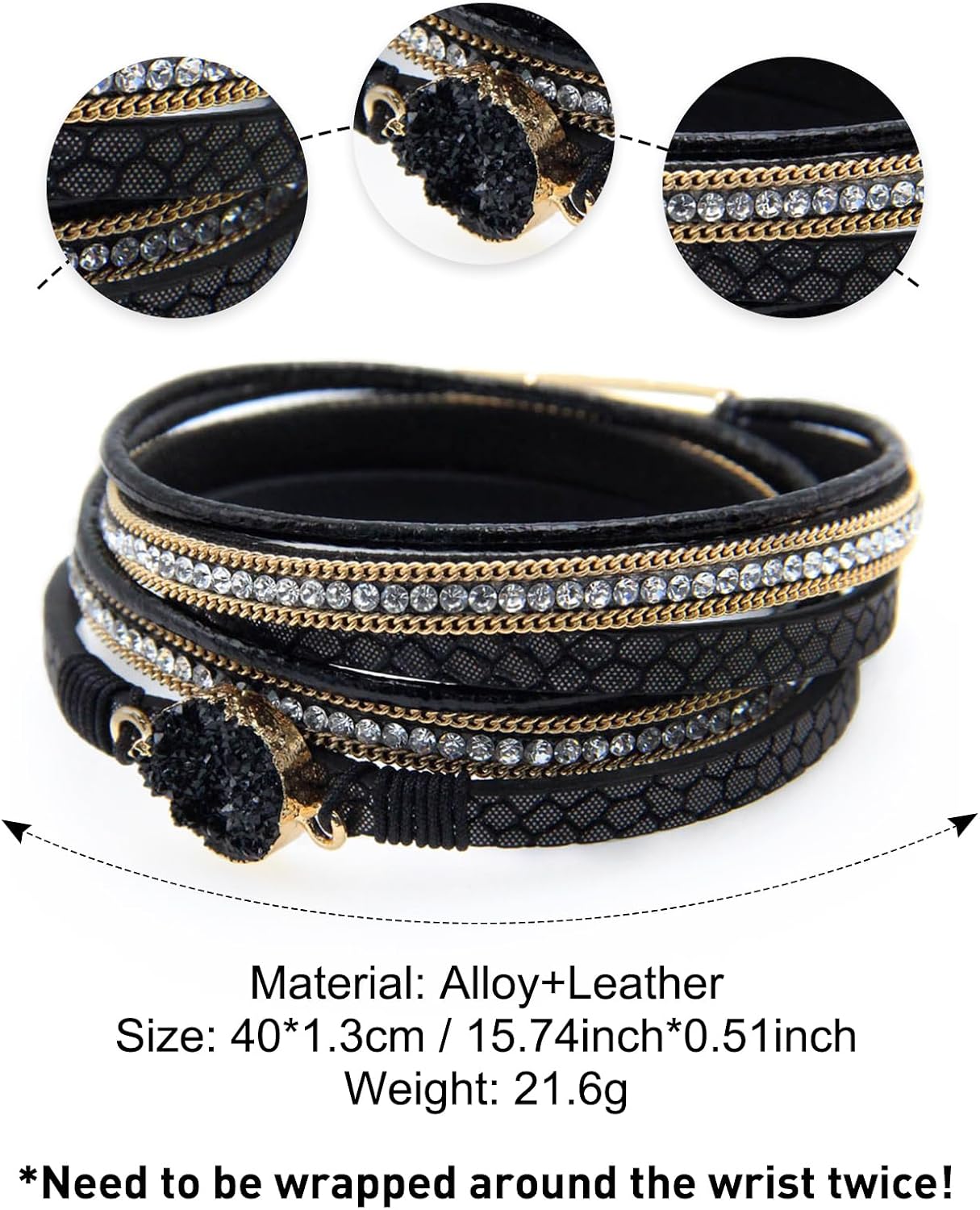 Fesciory Leather Wrap Bracelets for Women, Boho Western Layered Jewelry