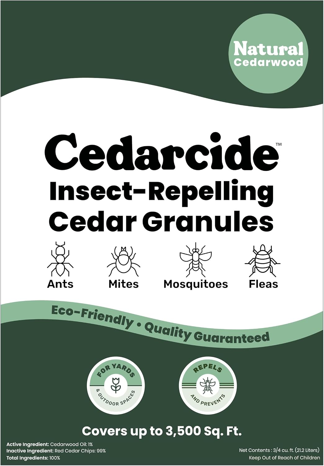Cedarwood Lawn Patio Granules | Repels Mosquitoes, Ants, Spiders & Chiggers | Smells Great, Easy to Use | 1 Bag (8 Lbs)