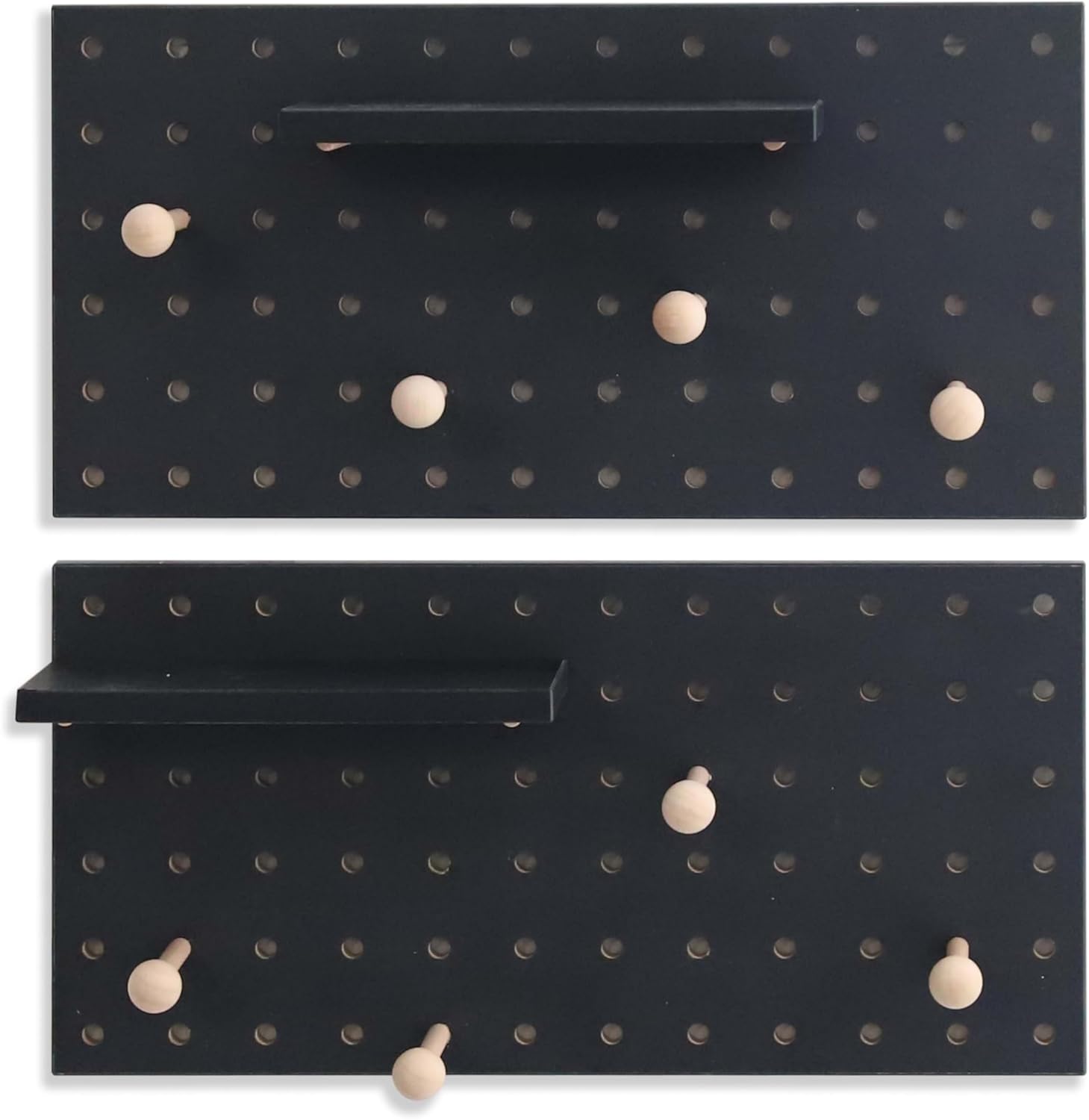 Wooden Pegboard Modular Display Organization Storage Wall Hooks Shelf(Color:Oak)