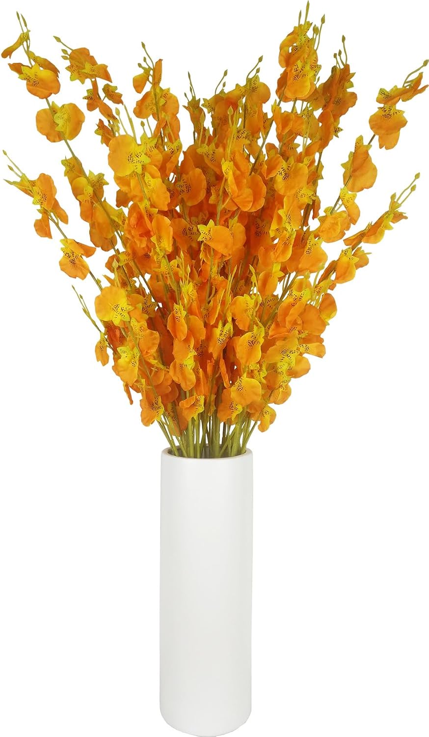 Yellow Artificial Flowers Orchids Silk Fake Flowers in Bulk, 12 Pcs (Each 38.5”), for Wedding Festive Party Home Office Decoration, No Include Vase