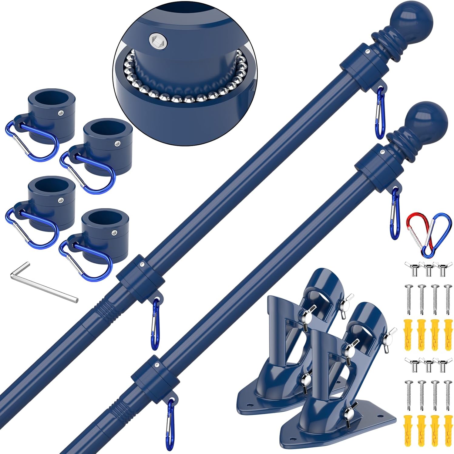 ZMTECH Flag Pole - Upgraded Bracket, 6 FT Stainless Steel Flag Poles for Outside House, Residential or Commerical