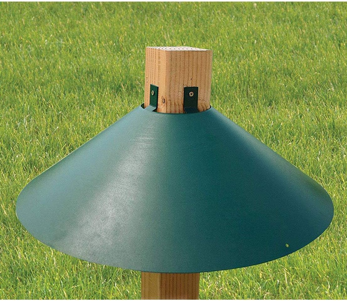 Woodlink Metal 4 x 4 Inch Wrap Around Bird Feeder Squirrel Baffle Guard Pole Posts to Deter Squirrels, Racoons, and Critters from Bird Feeders, Green