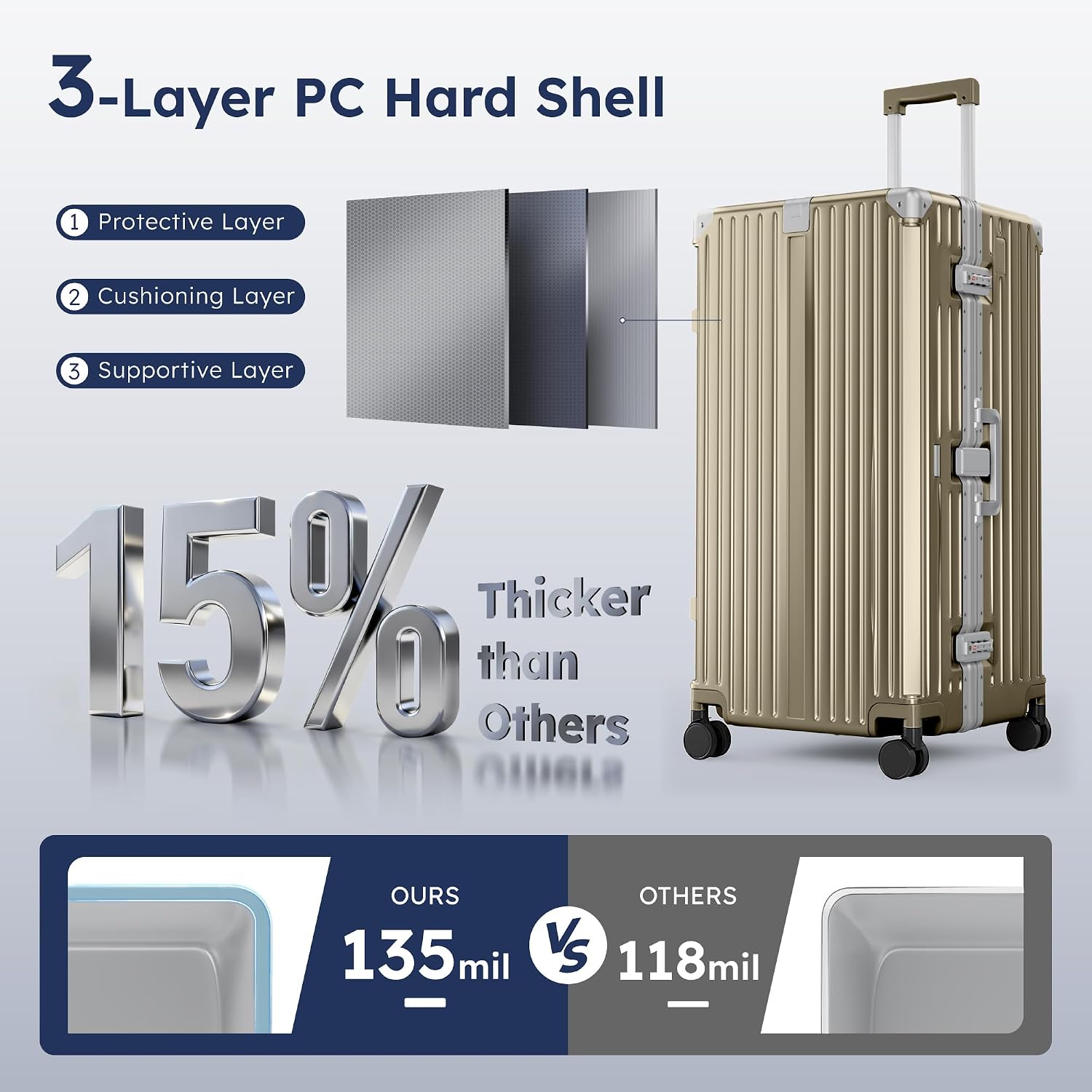 ALPHA CAMP Trunk Luggage 28 Inch with Aluminum Frame Zipperless Suitcase | Large Checked Thickened 3-Layer PC Hardside Luggage with TSA Lock,Charging Port,Cup Holder and Spinner Wheels for Travel