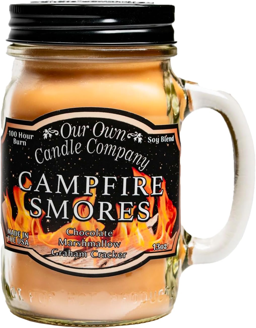Balsam Pine Scented Mason Jar Candle, Our Own Candle Company, 13 oz | Clean, fresh Balsam-pine-tree scent; soy blend wax; lead-free wick with patented straightener; long lasting
