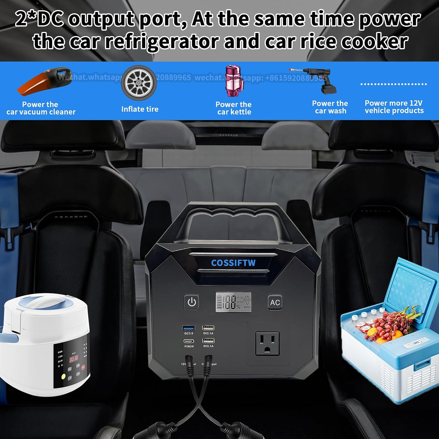 Heavy Duty 10000A Jump Starter Built-in AC 200W Inverter for Trucks, Motorhomes All Gasoline and Up to 15L Diesel Engines；Power Suplly Fan, Laptop