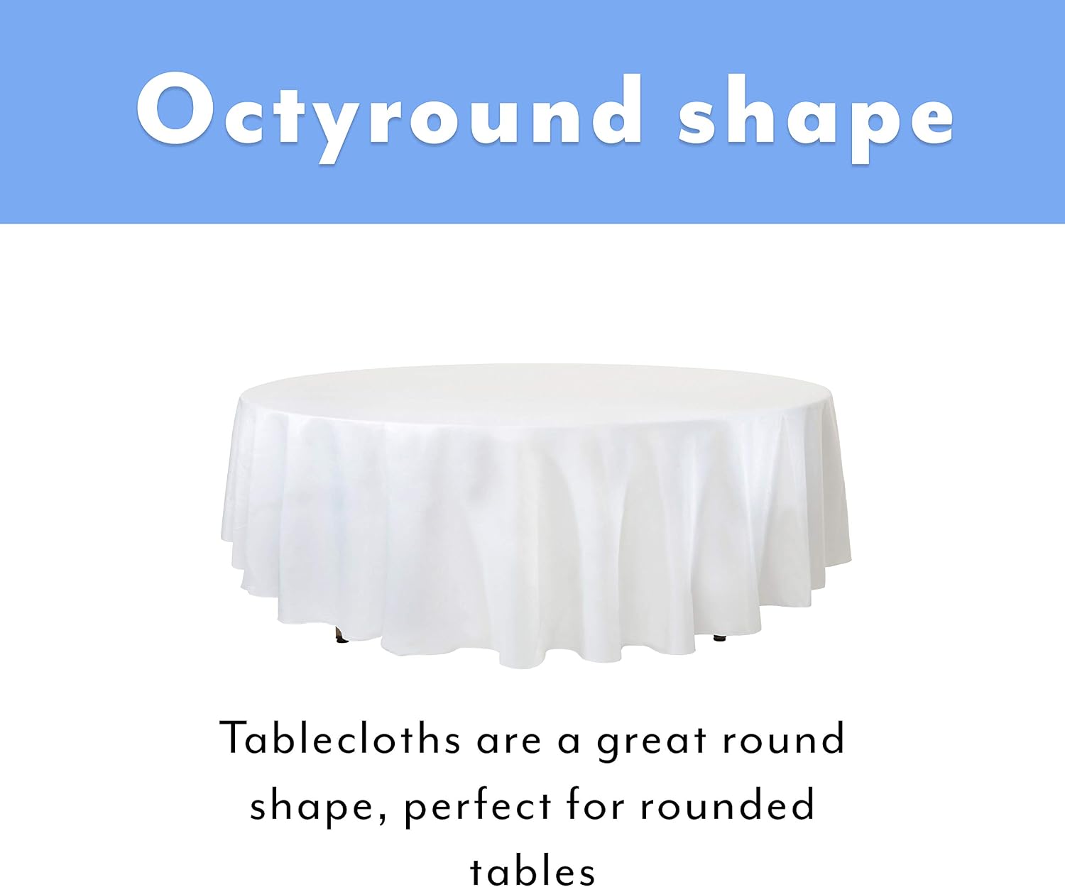 Upper Midland Products White Paper Table Cloths for Round Tables - 82” Octyround Paper Tablecloths with Plastic Backing Round Paper Table Cover