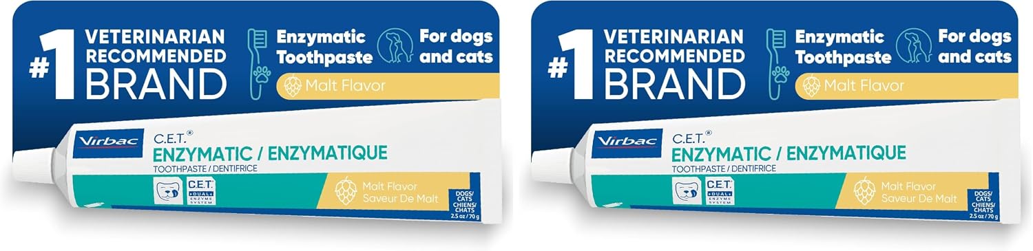 C.E.T. Enzymatic Toothpaste for Dogs and Cats, Vanilla Mint, 2.5oz | Plaque and tartar control for fresh breath, pet dental care toothpaste, Dual enzyme system, vanilla mint flavored toothpaste